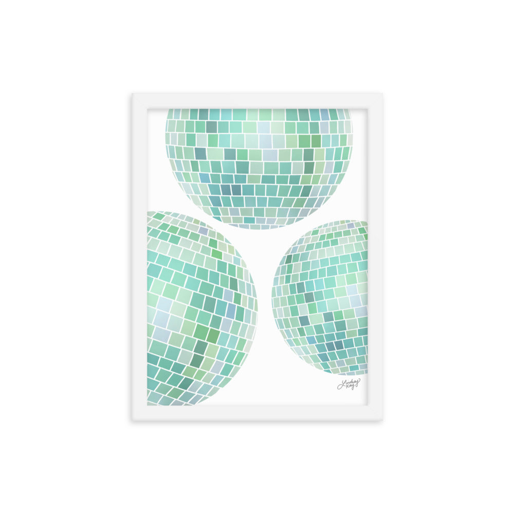 Illustration de boules disco vertes - Impression mate encadrée