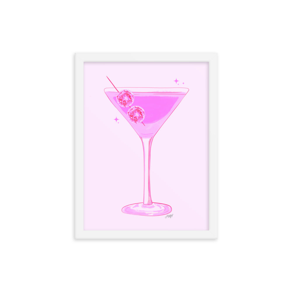 Illustration de boule disco Martini - Impression mate encadrée