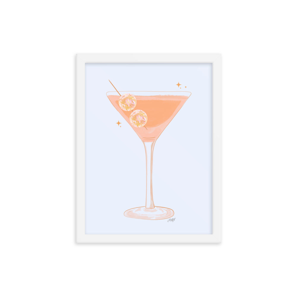 Illustration de boule disco Martini - Impression mate encadrée