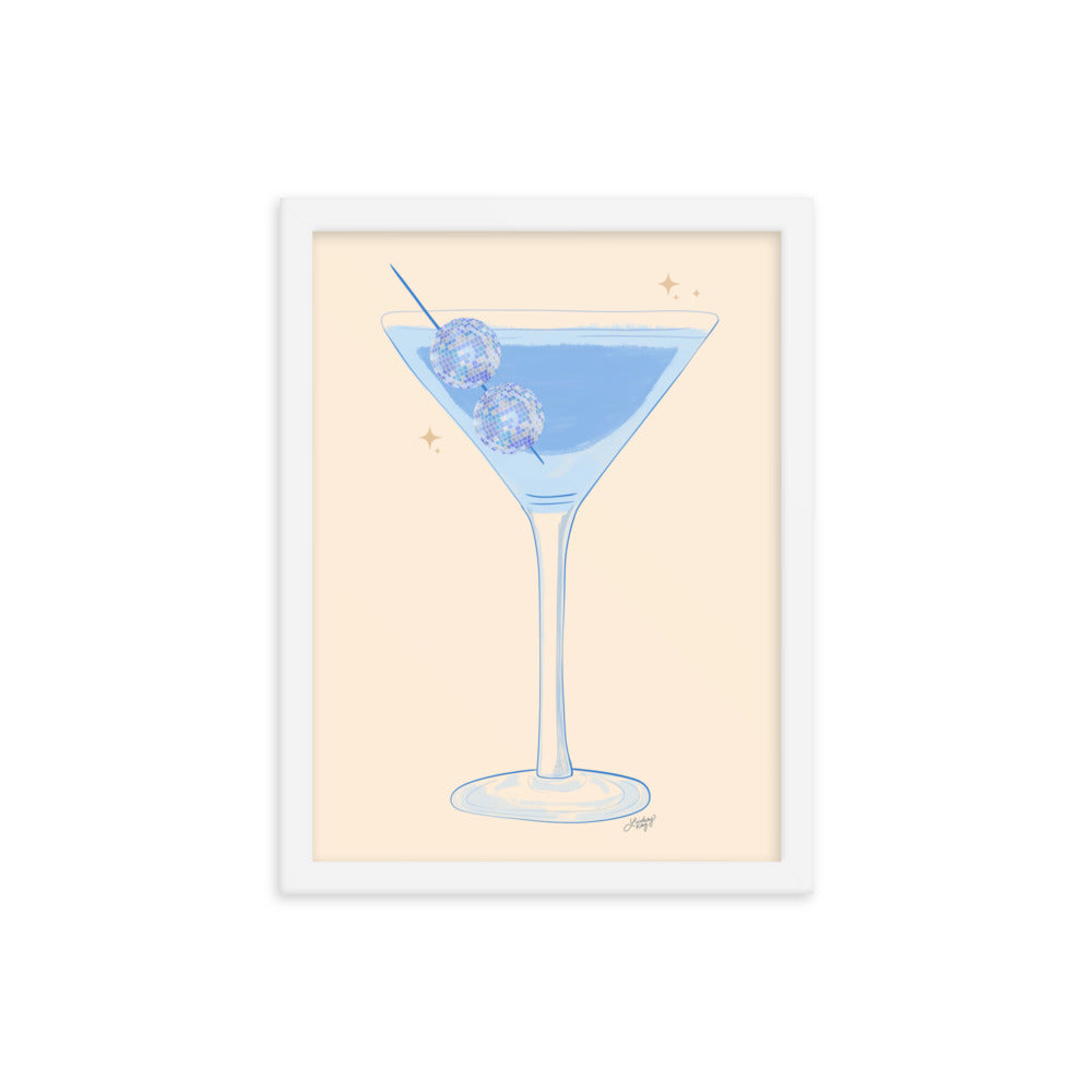 Illustration de boule disco Martini - Impression mate encadrée