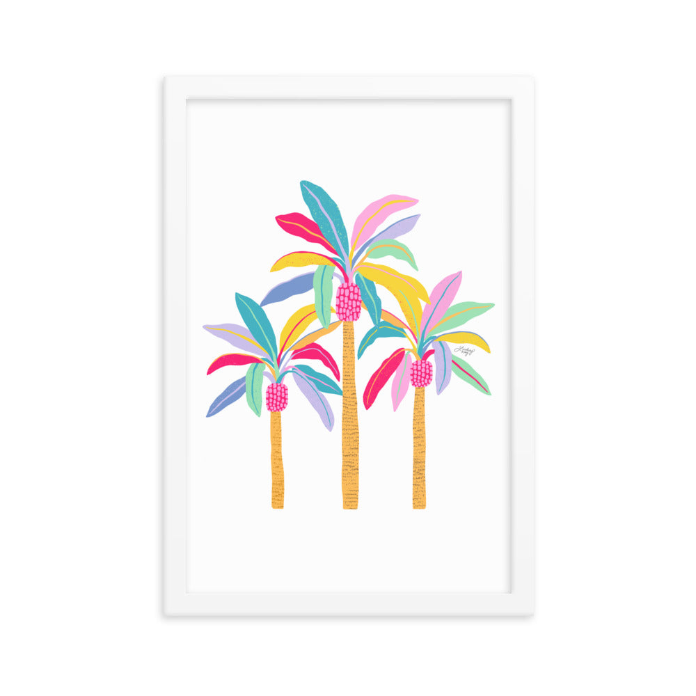 Palm Tree Illustration (Pastel Palette) - Framed Matte Print