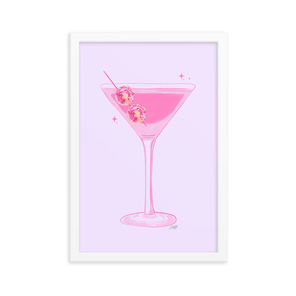 Illustration de boule disco Martini - Impression mate encadrée
