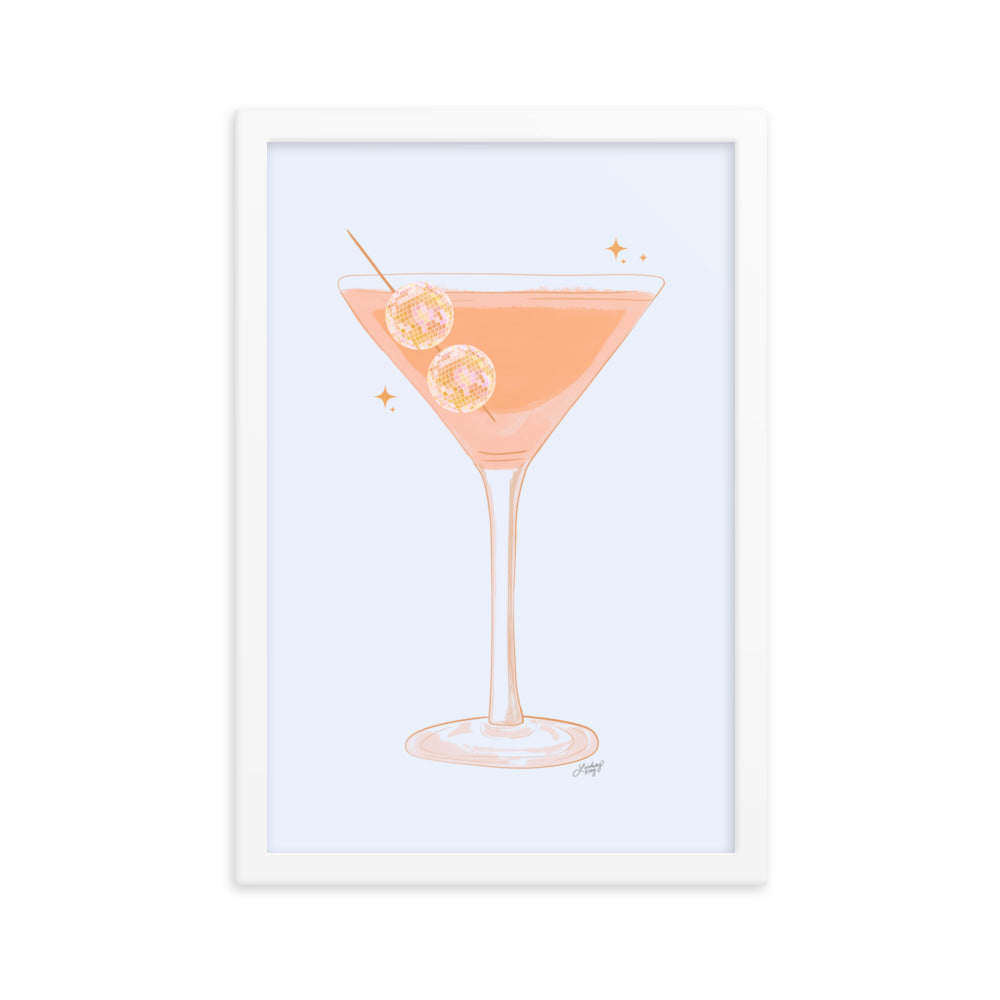 Illustration de boule disco Martini - Impression mate encadrée