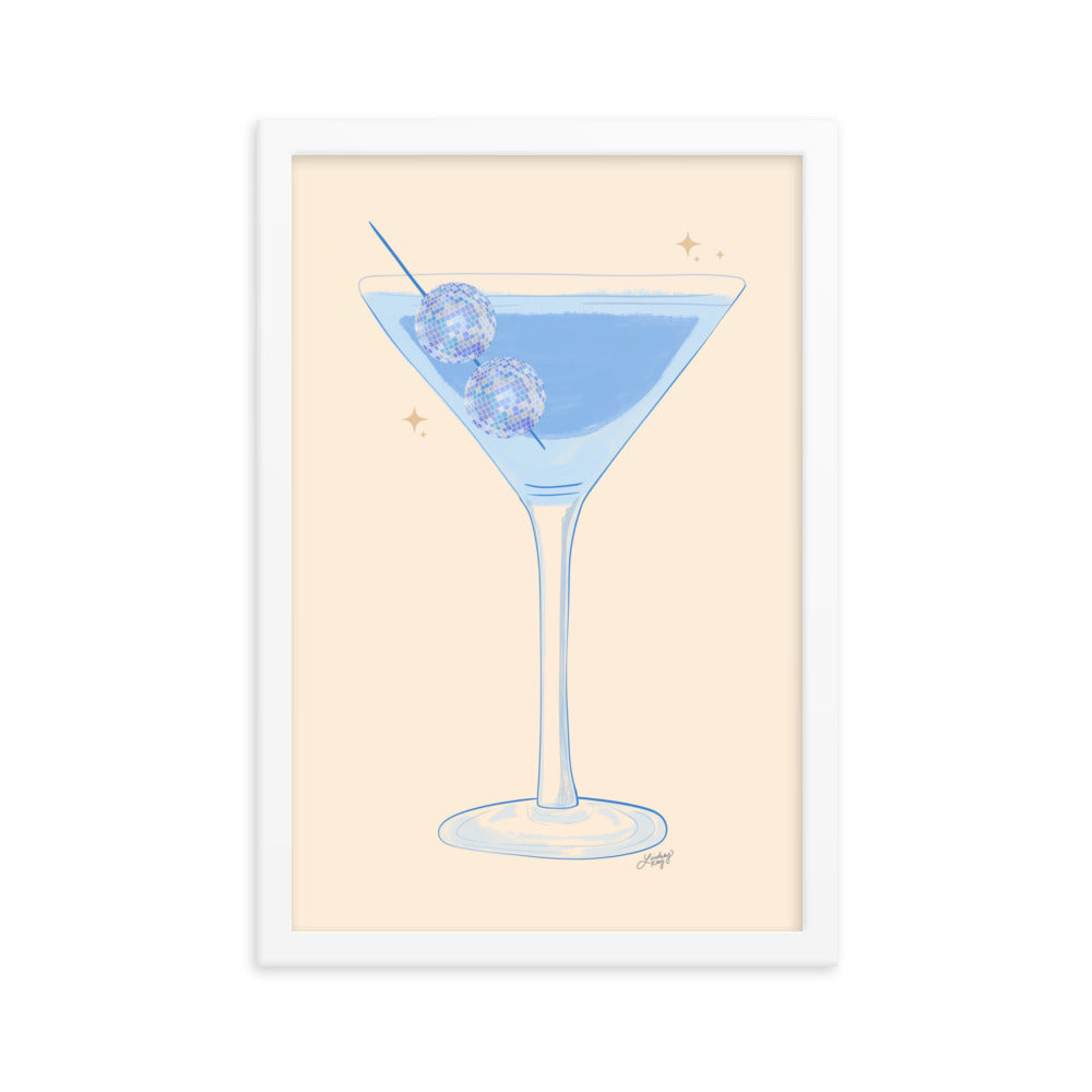 Illustration de boule disco Martini - Impression mate encadrée