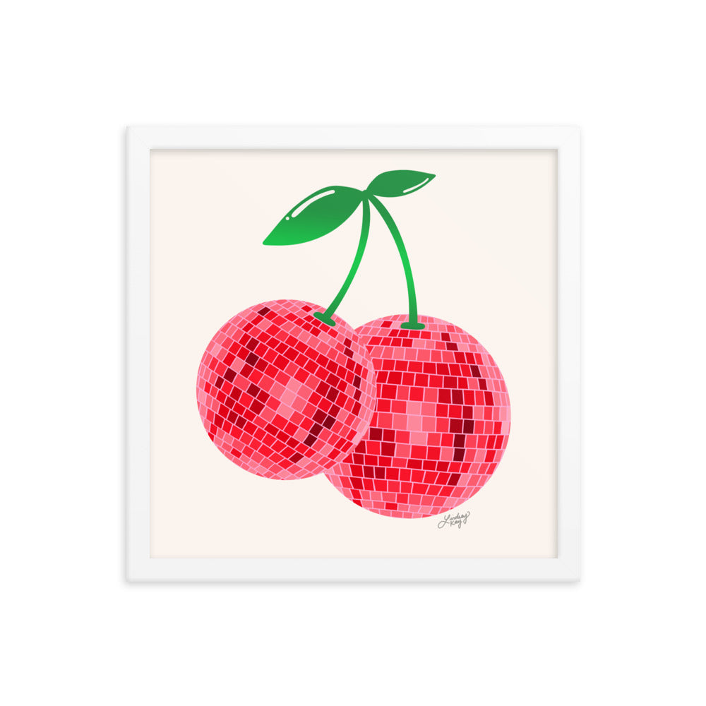 Disco Ball Cherries - Framed Matte Print