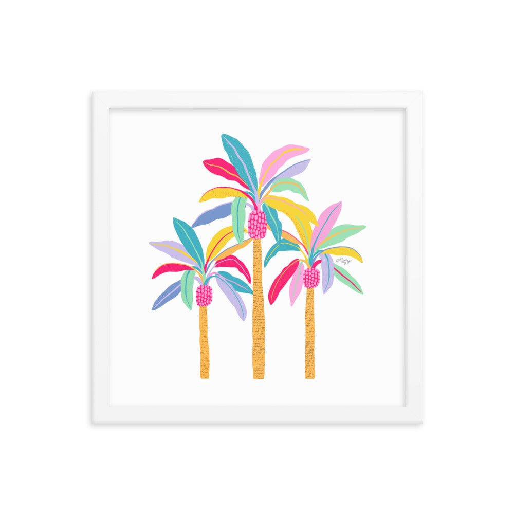 Palm Tree Illustration (Pastel Palette) - Framed Matte Print