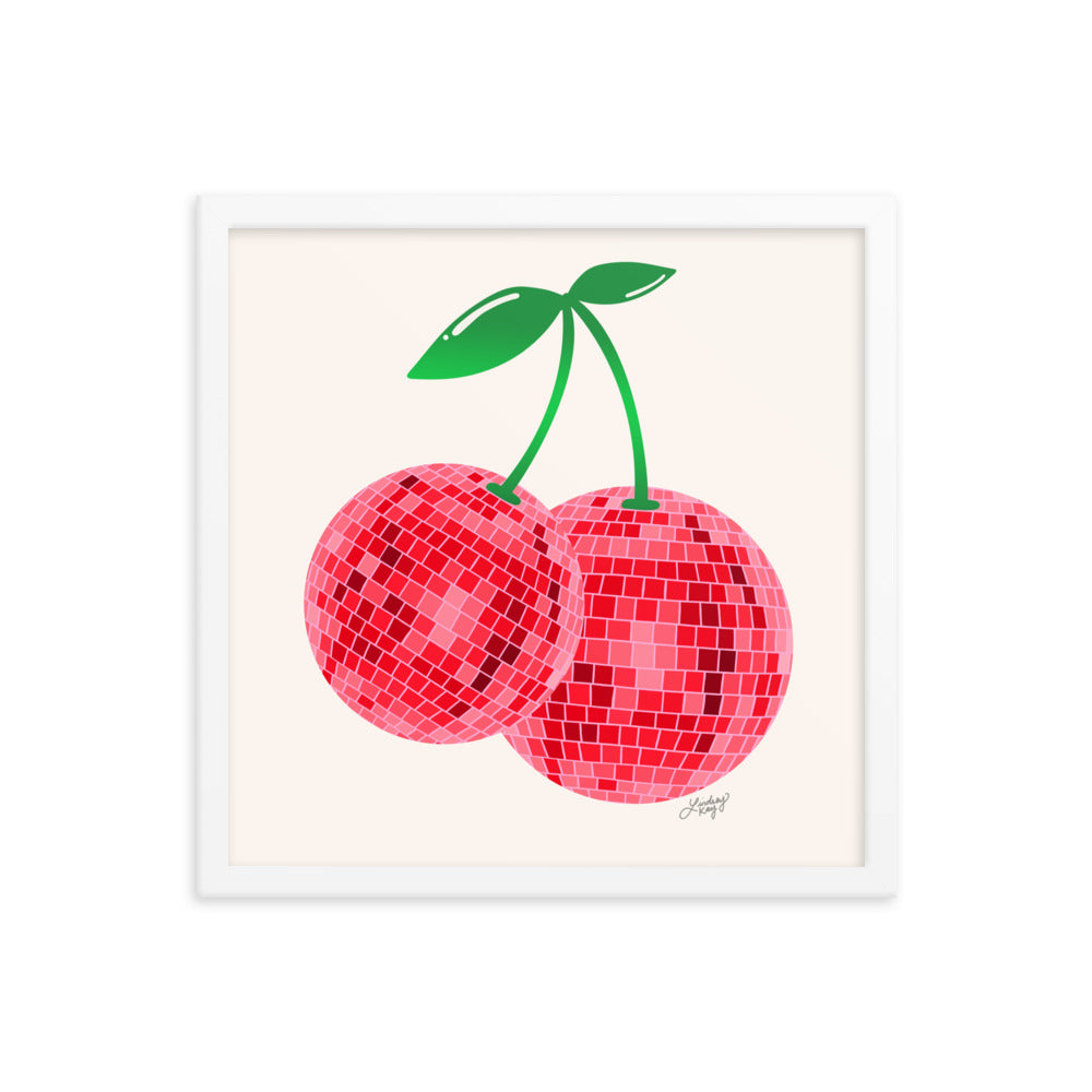 Disco Ball Cherries - Framed Matte Print