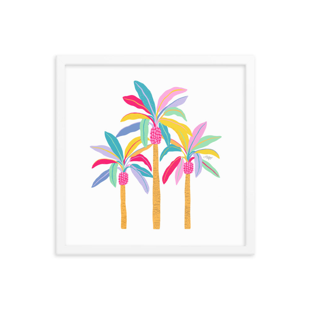 Palm Tree Illustration (Pastel Palette) - Framed Matte Print