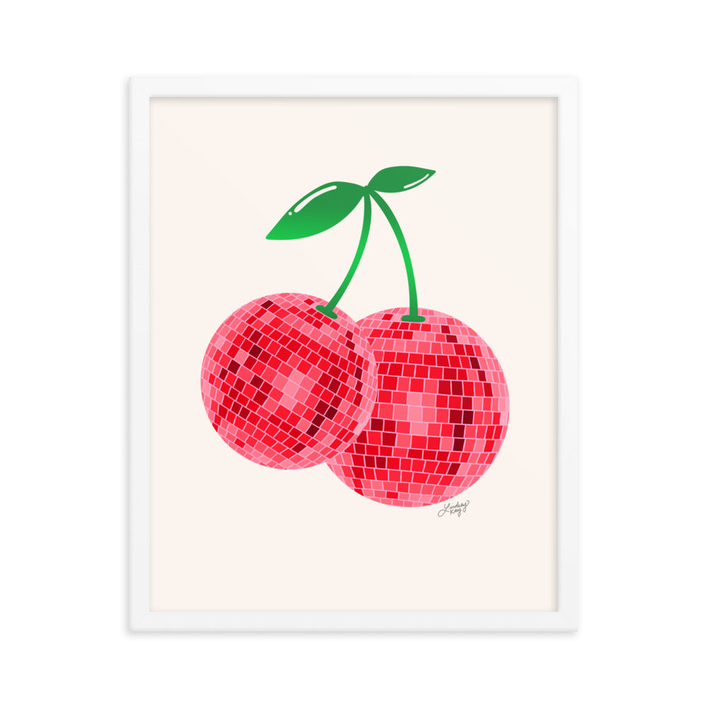 Cerises Disco Ball - Impression mate encadrée