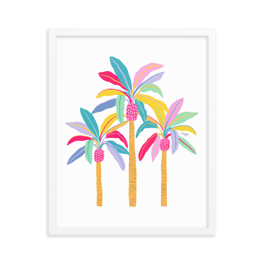 Palm Tree Illustration (Pastel Palette) - Framed Matte Print