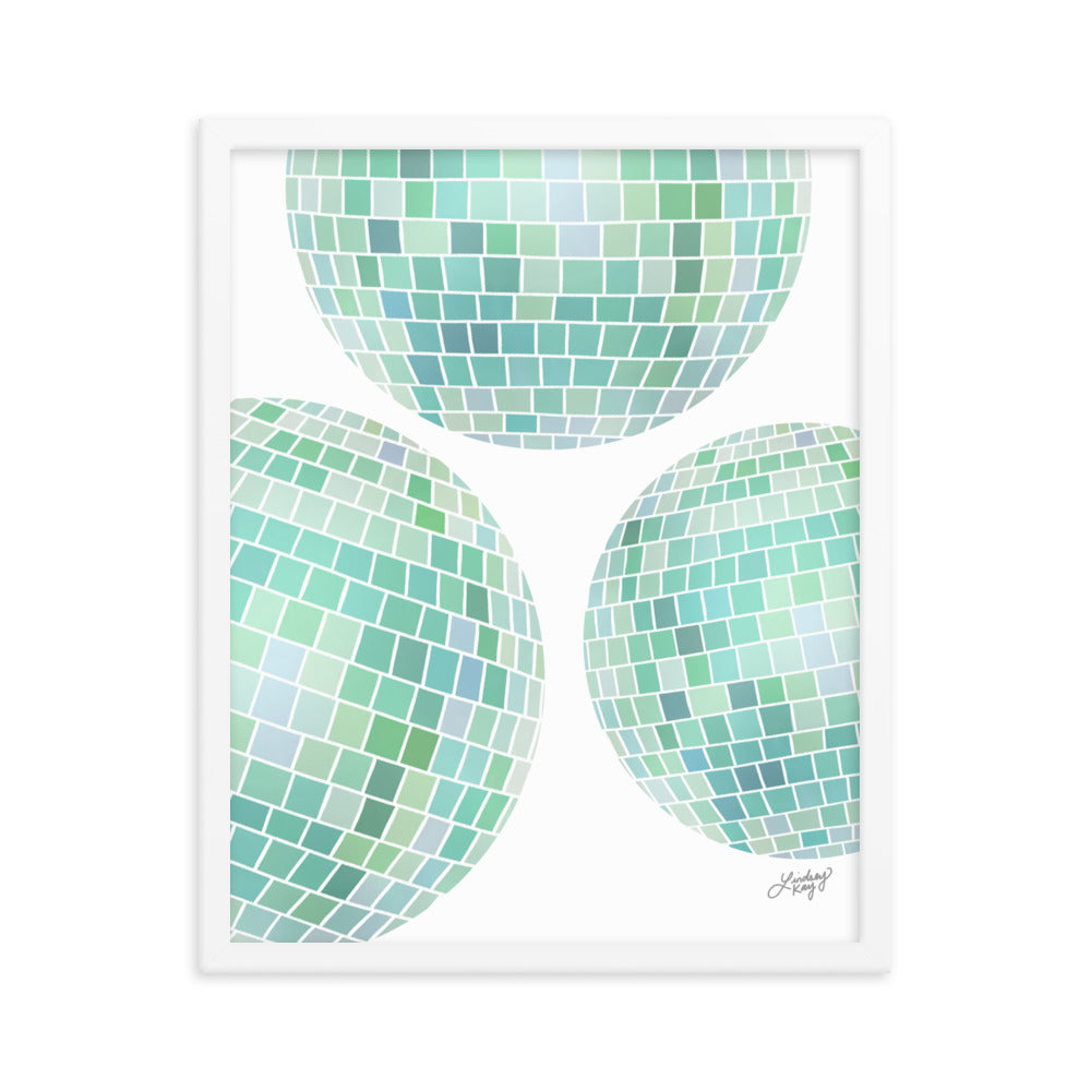 Illustration de boules disco vertes - Impression mate encadrée