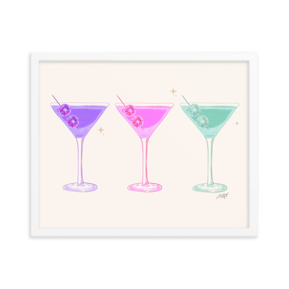 Gafas de Martini Disco Balls - Impresión mate enmarcada