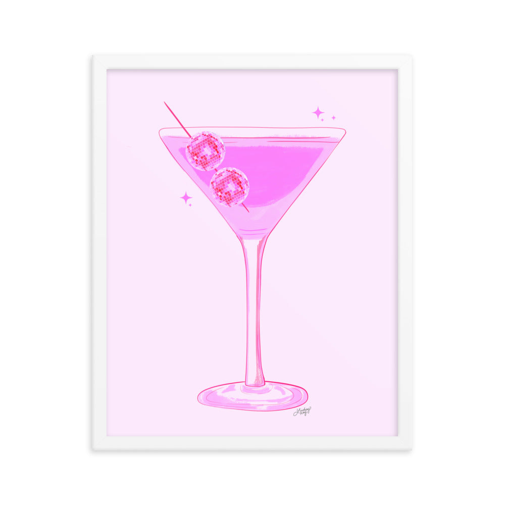 Illustration de boule disco Martini - Impression mate encadrée