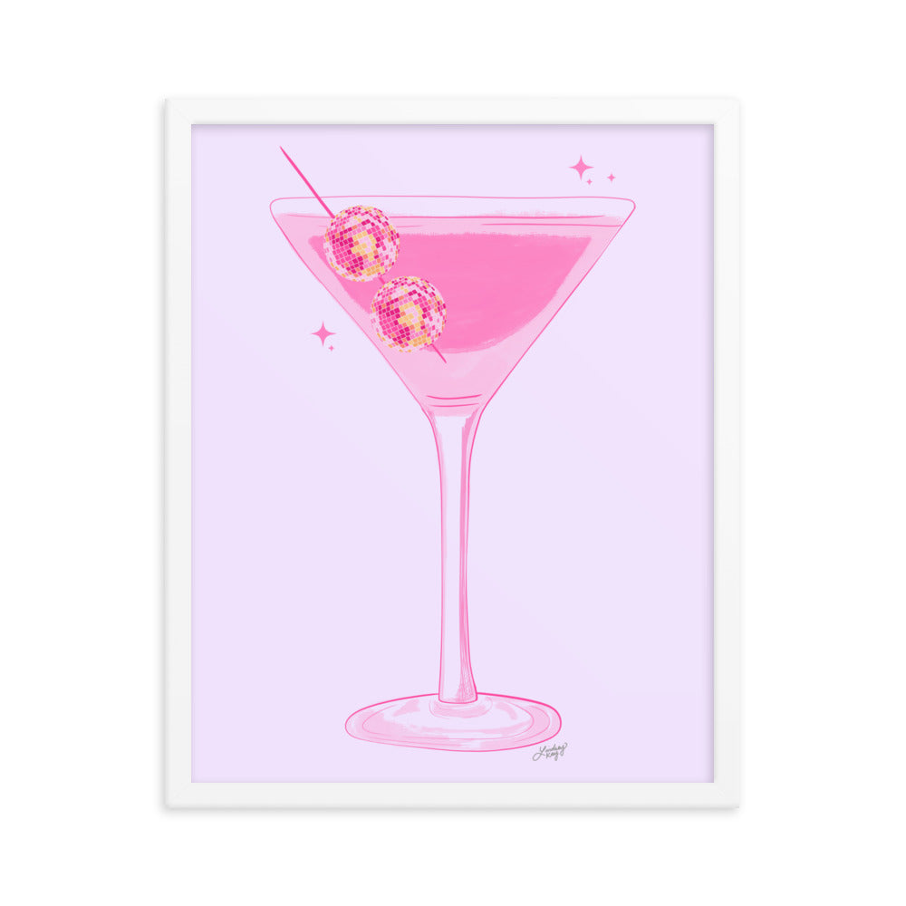Illustration de boule disco Martini - Impression mate encadrée