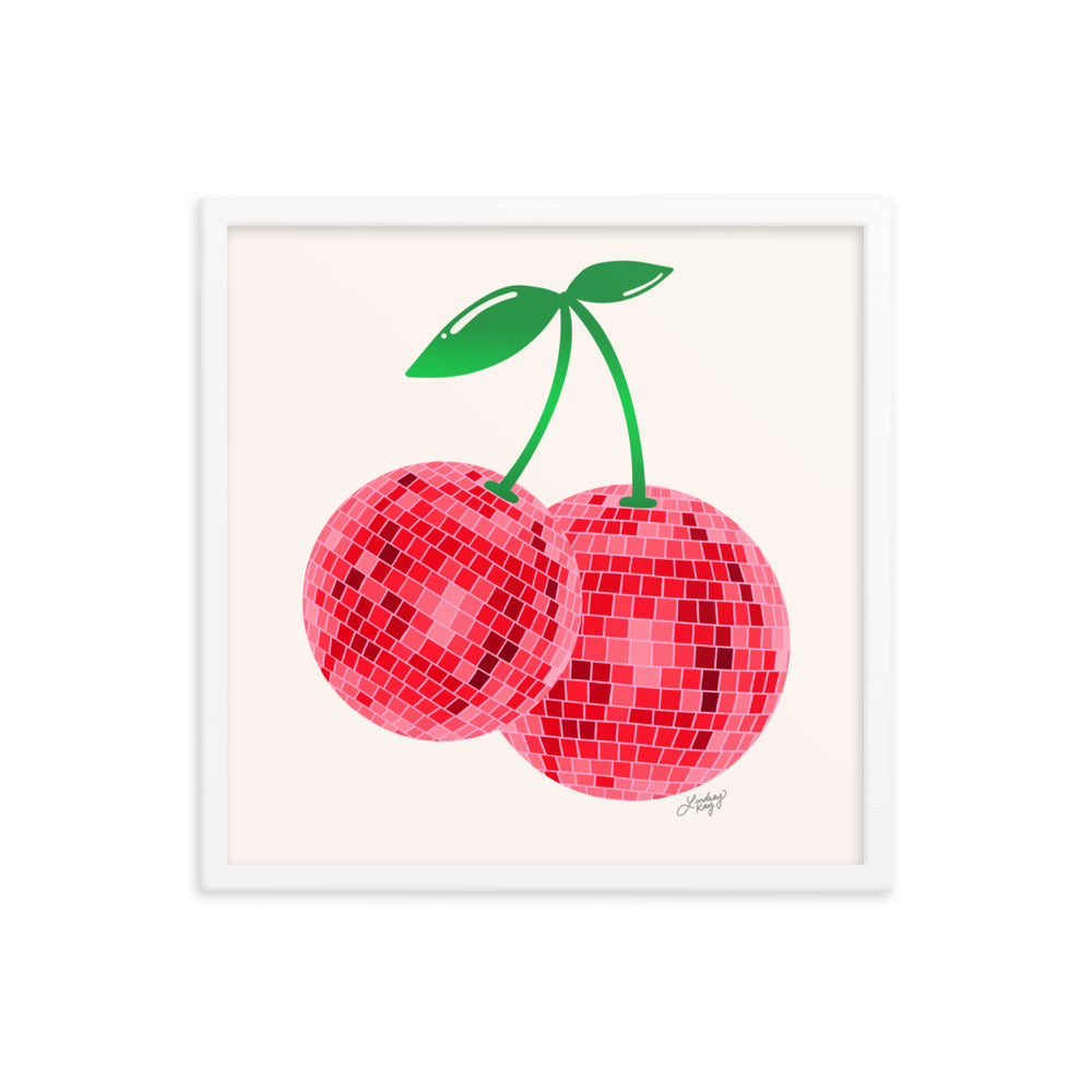 Disco Ball Cherries - Framed Matte Print