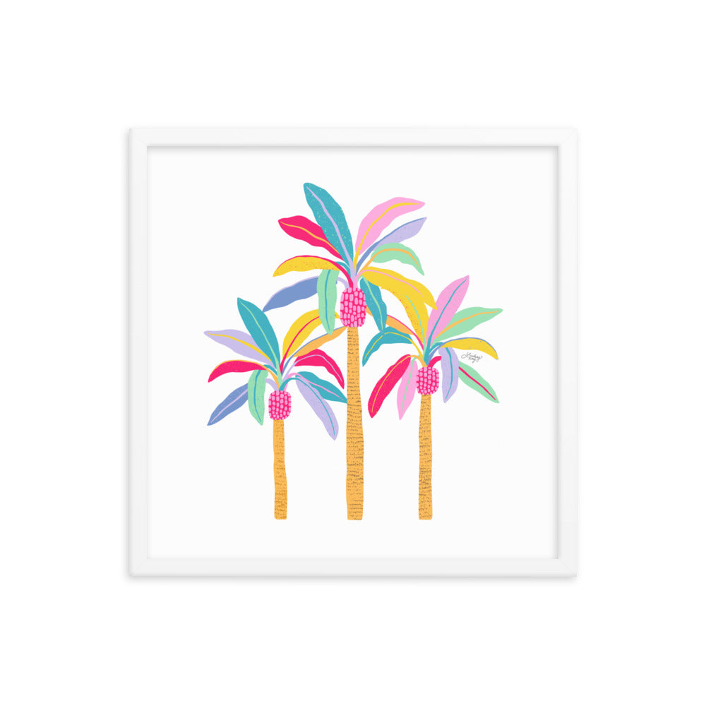 pastel palm trees artwork illustration painting framed artwork art print boho tropical beach house dorm room