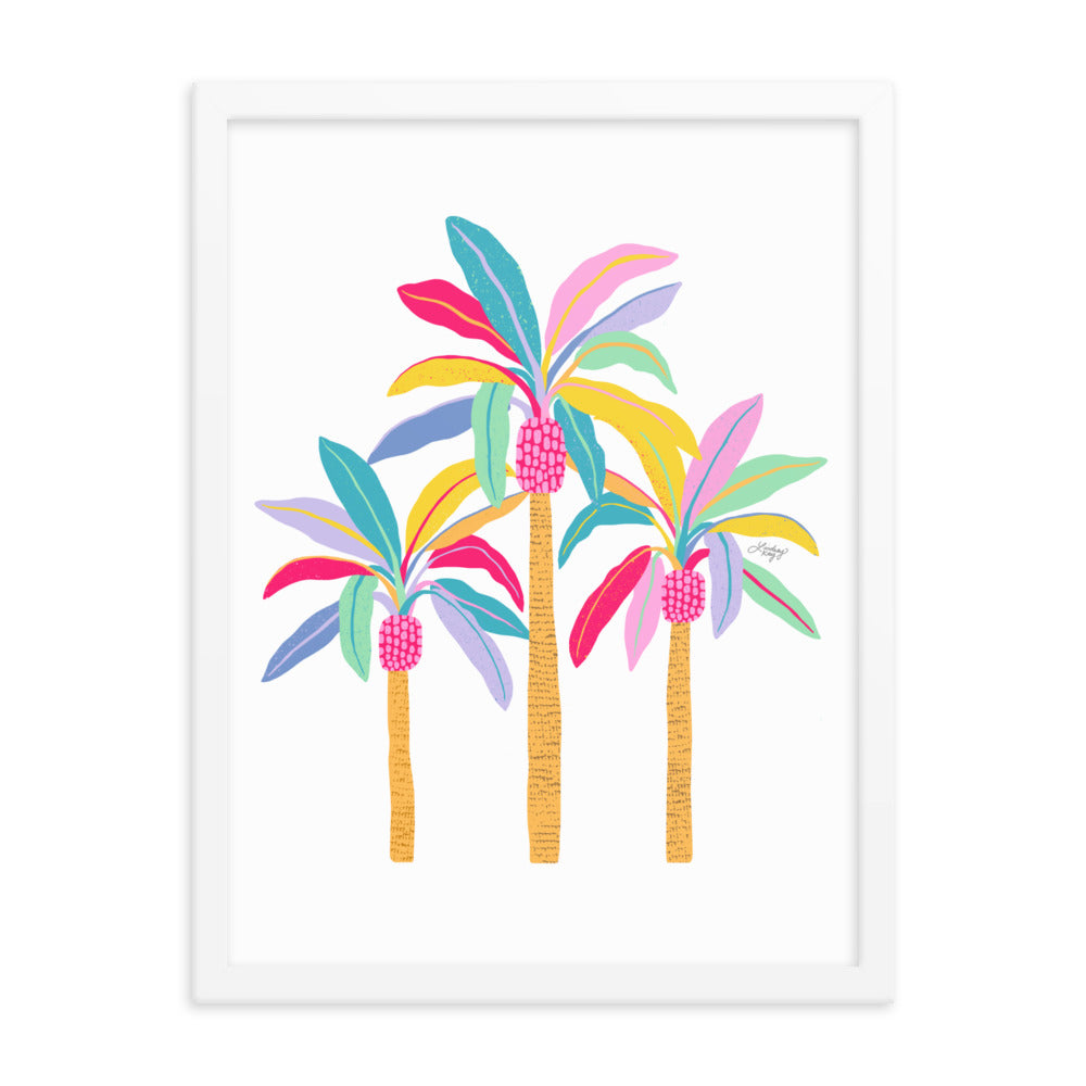 Palm Tree Illustration (Pastel Palette) - Framed Matte Print
