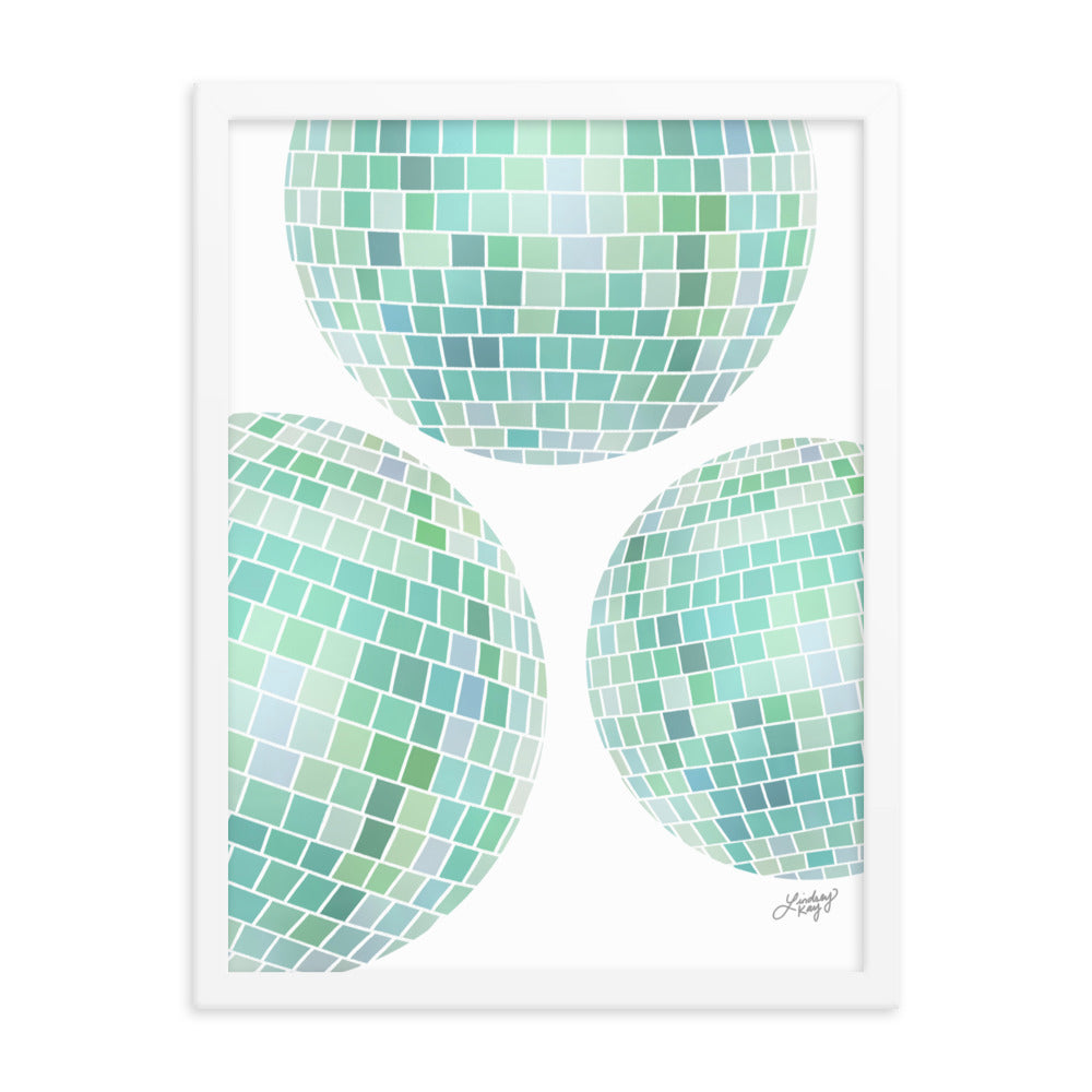 Illustration de boules disco vertes - Impression mate encadrée