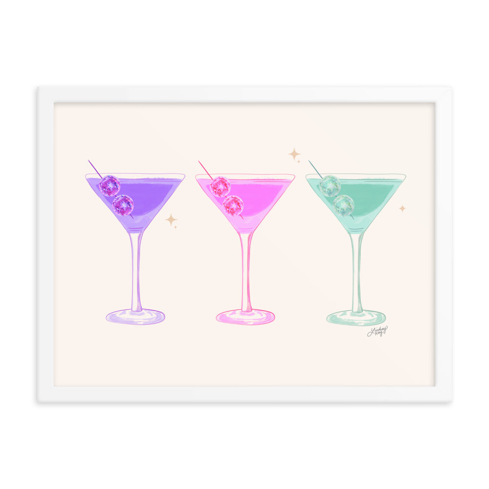 Gafas de Martini Disco Balls - Impresión mate enmarcada