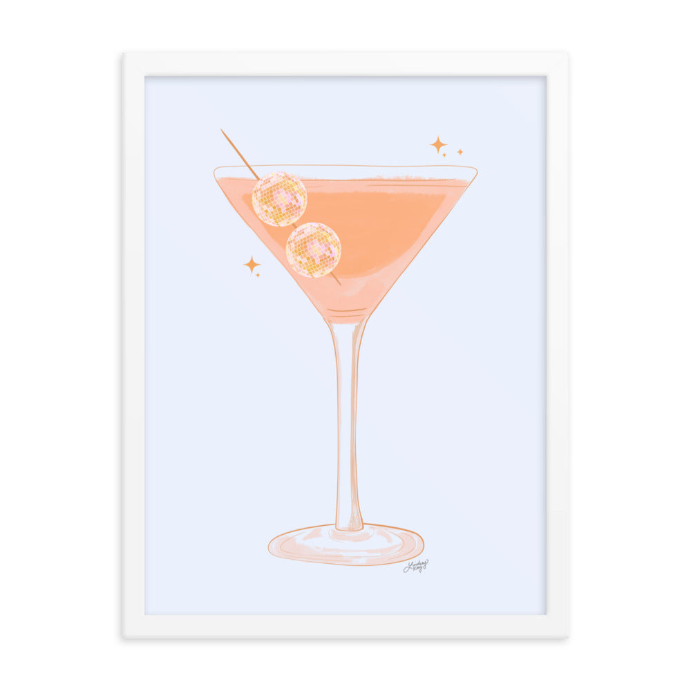 Illustration de boule disco Martini - Impression mate encadrée