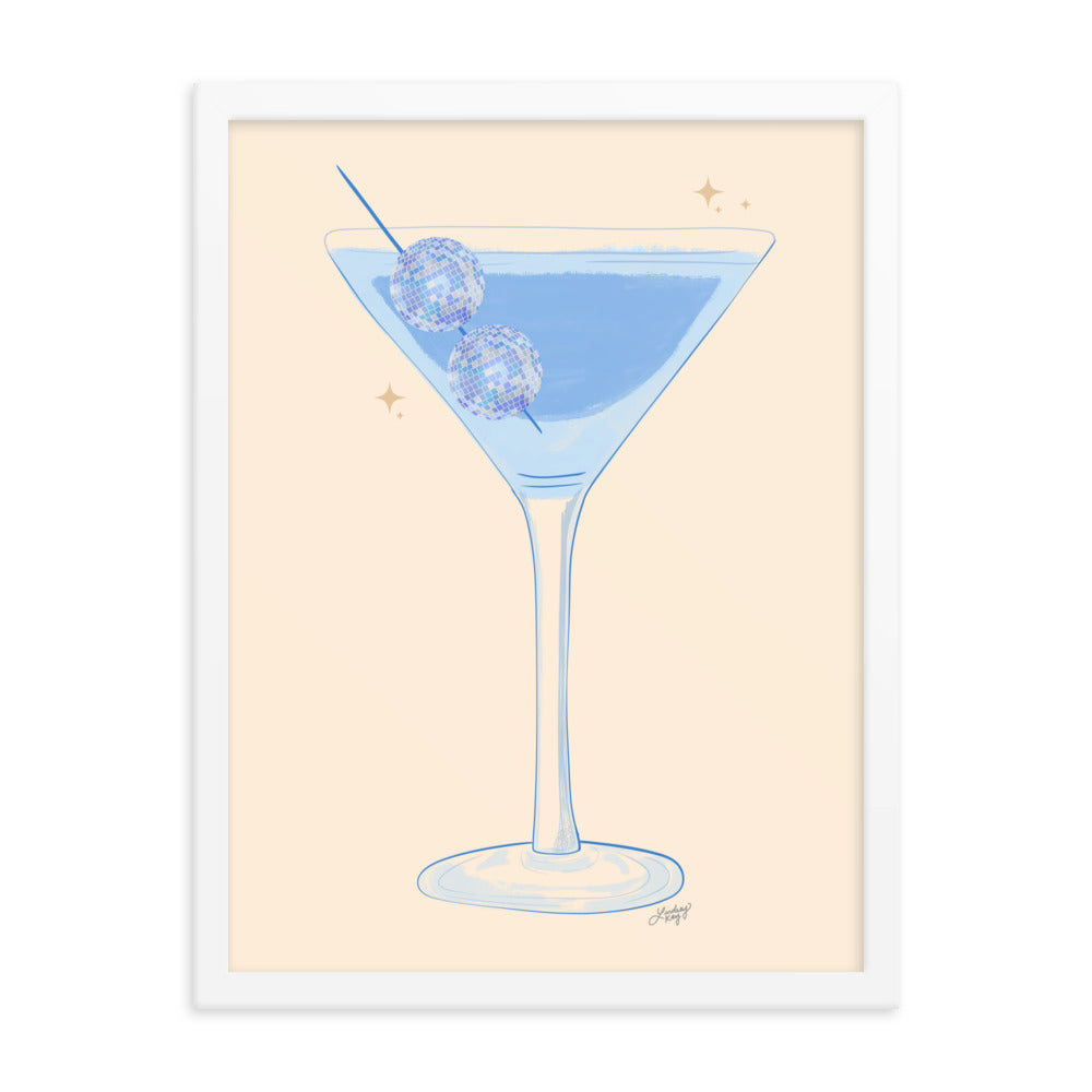 Illustration de boule disco Martini - Impression mate encadrée