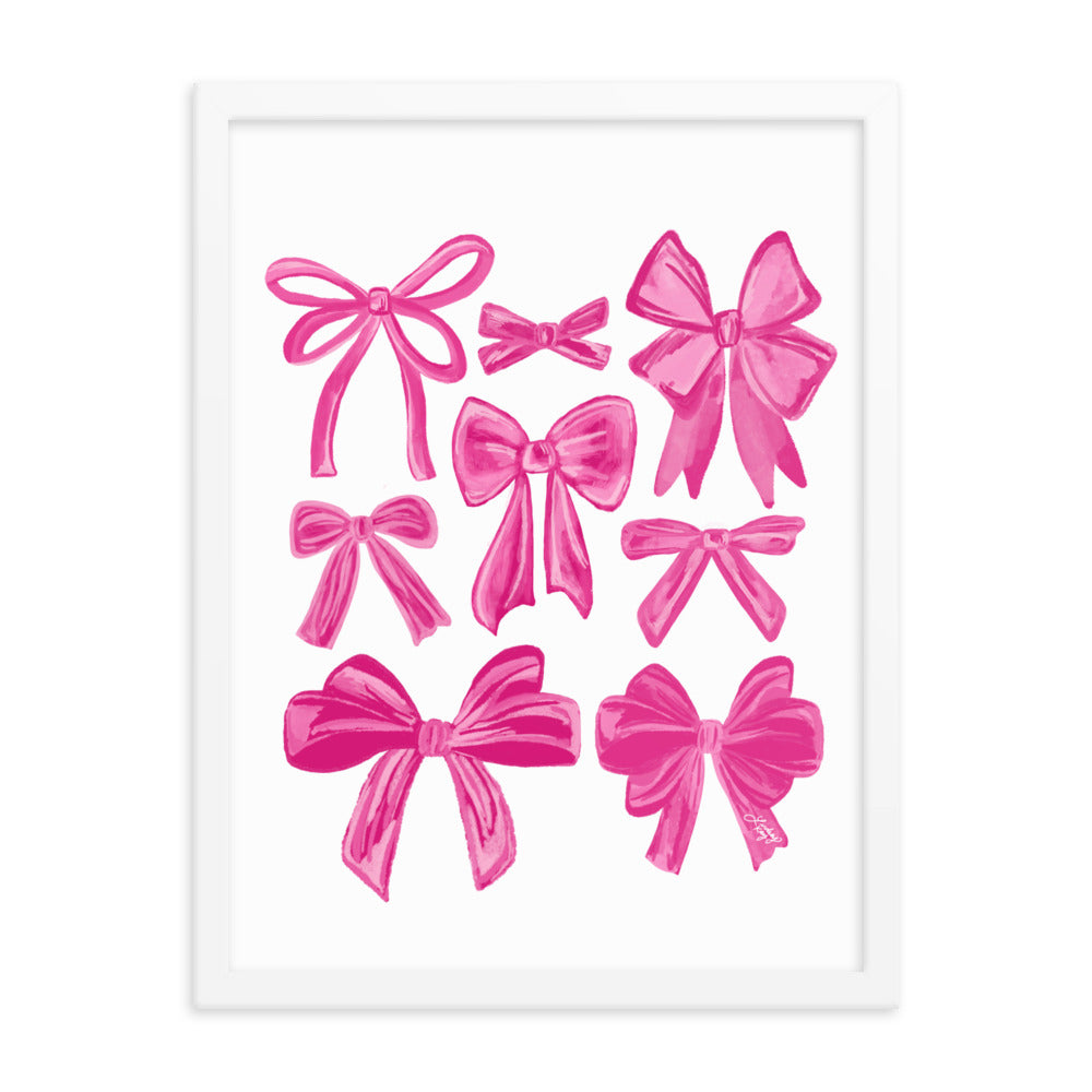 pink coquette ribbons bows hand-drawn illustration painting artwork wall art art print lindsey kay collective cute girly sorority dorm room