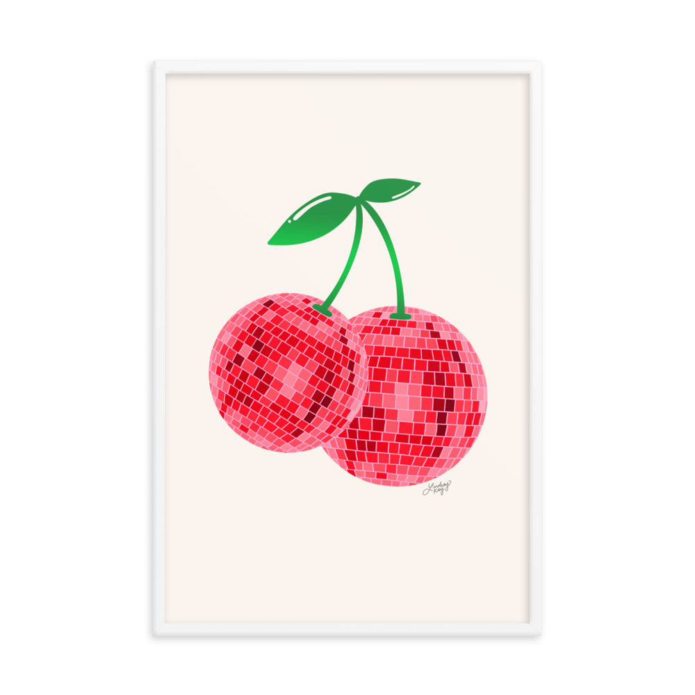 Disco Ball Cherries - Framed Matte Print