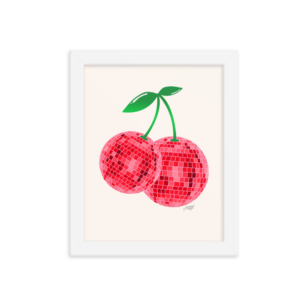 Cerises Disco Ball - Impression mate encadrée