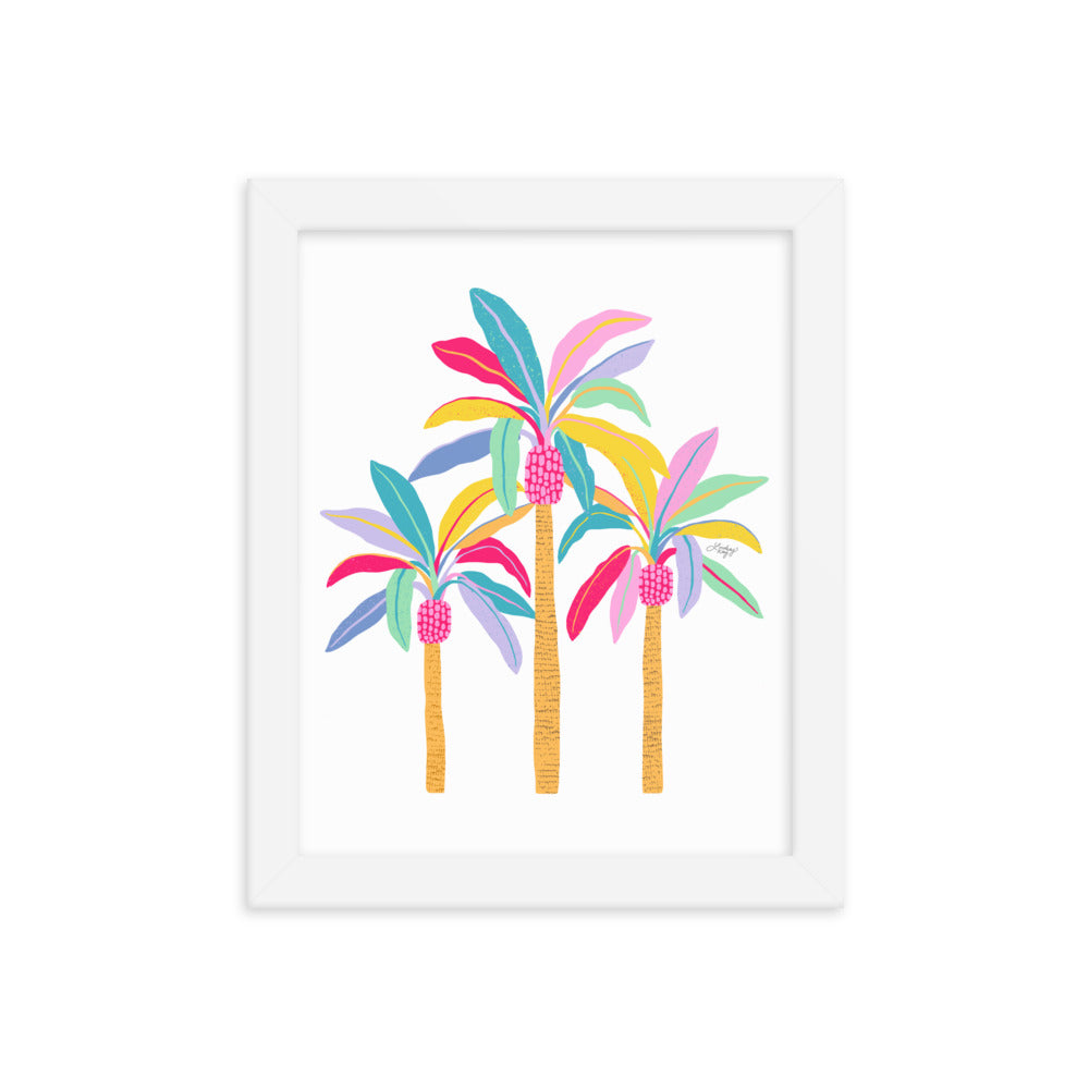Palm Tree Illustration (Pastel Palette) - Framed Matte Print