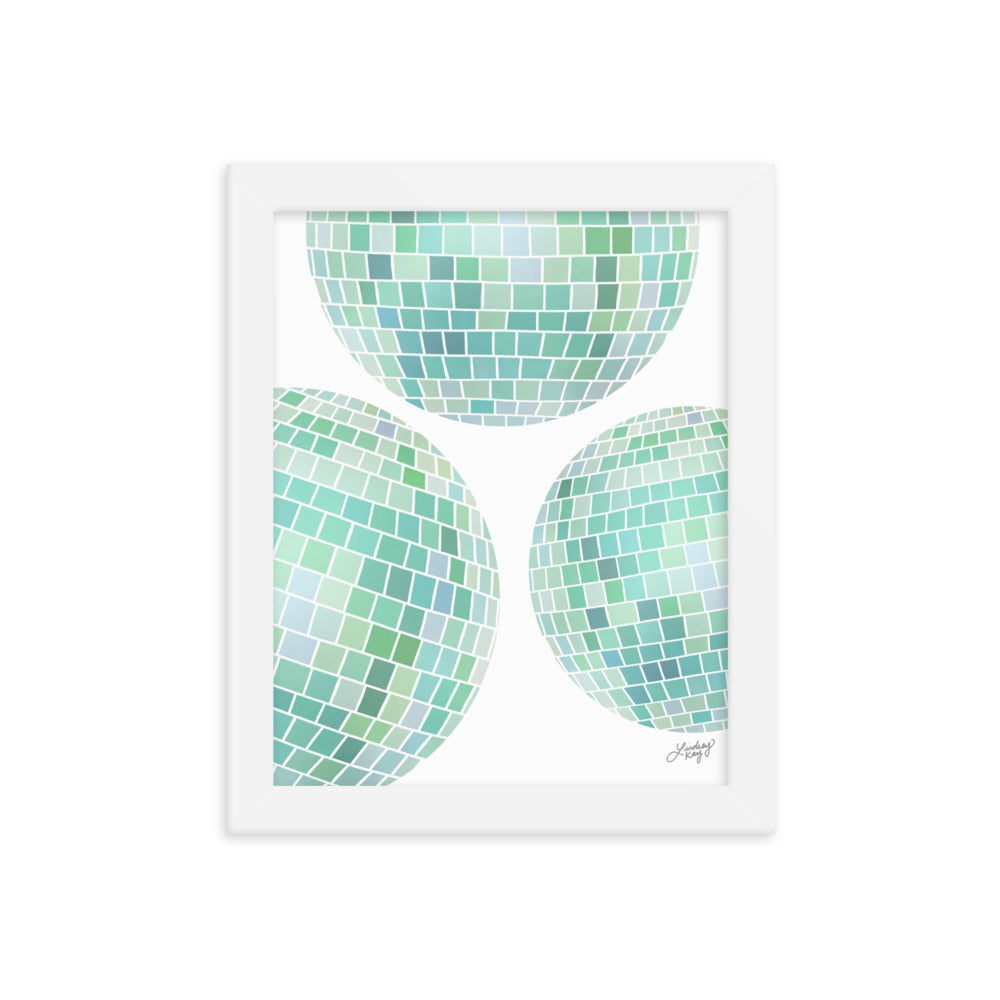 Illustration de boules disco vertes - Impression mate encadrée
