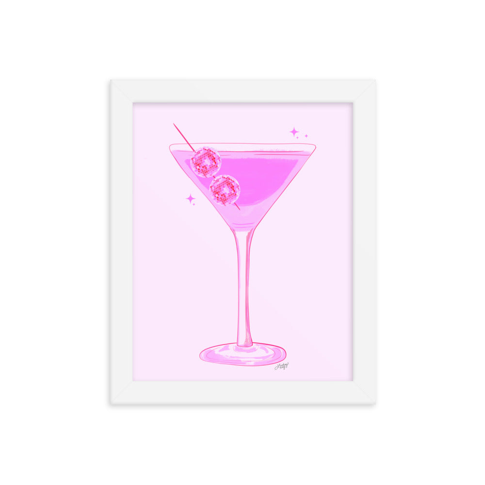 Illustration de boule disco Martini - Impression mate encadrée