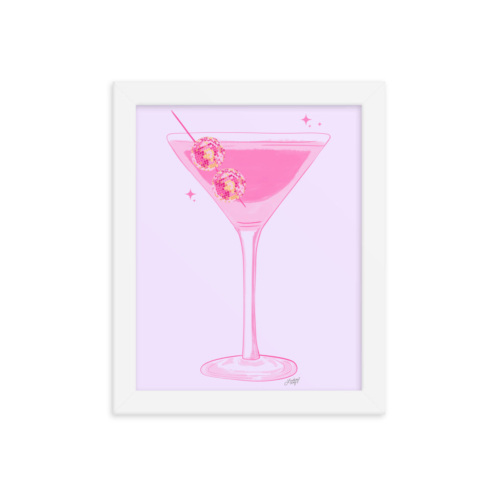 Illustration de boule disco Martini - Impression mate encadrée