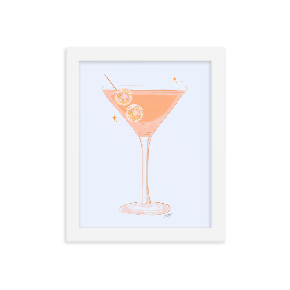 Illustration de boule disco Martini - Impression mate encadrée