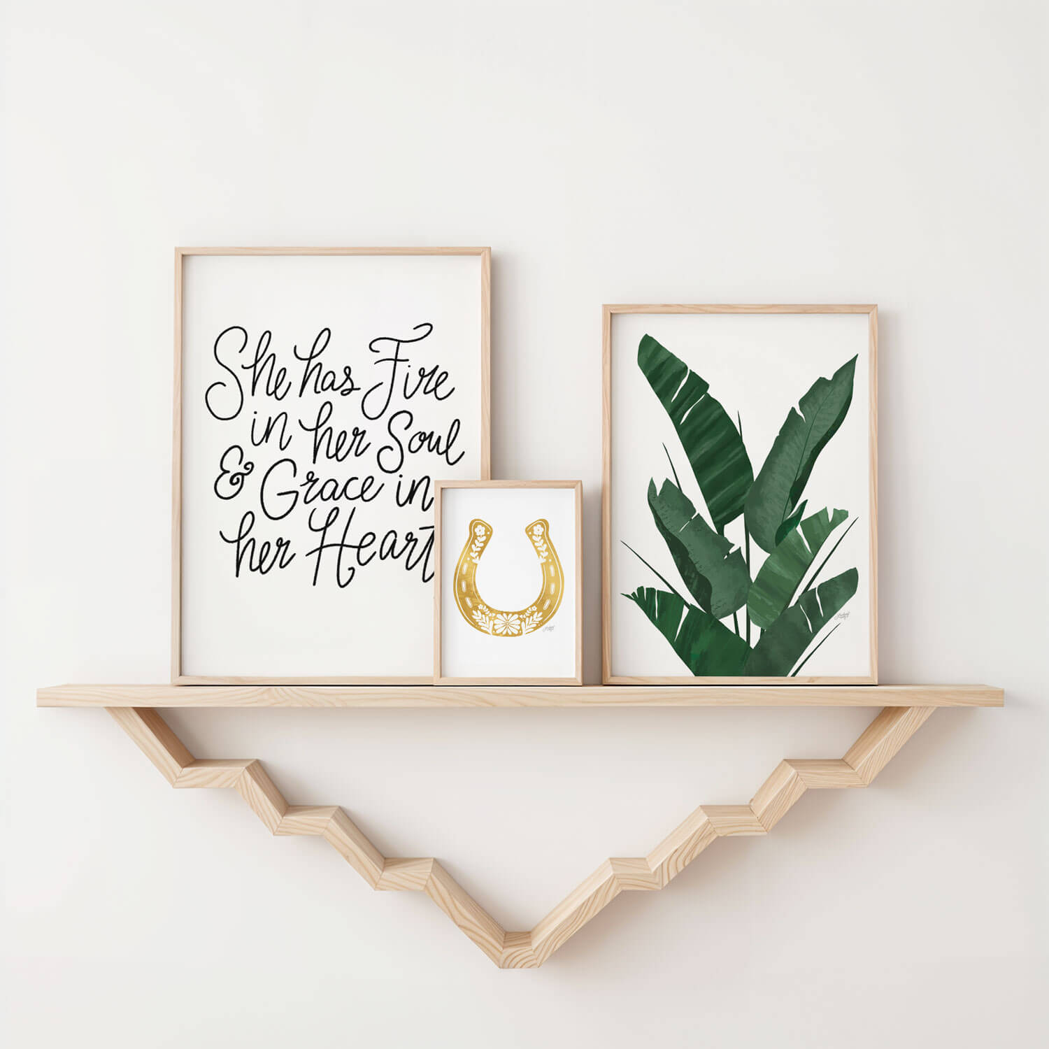 Hand-lettered She Has Grace in Her Heart and Fire in Her Soul art print by Lindsey Kay Collective – inspirational black and white wall art – perfect for nurseries, female office decor, dorm rooms, or empowering gallery walls – printed on enhanced matte paper with vibrant inks – available in 10 sizes