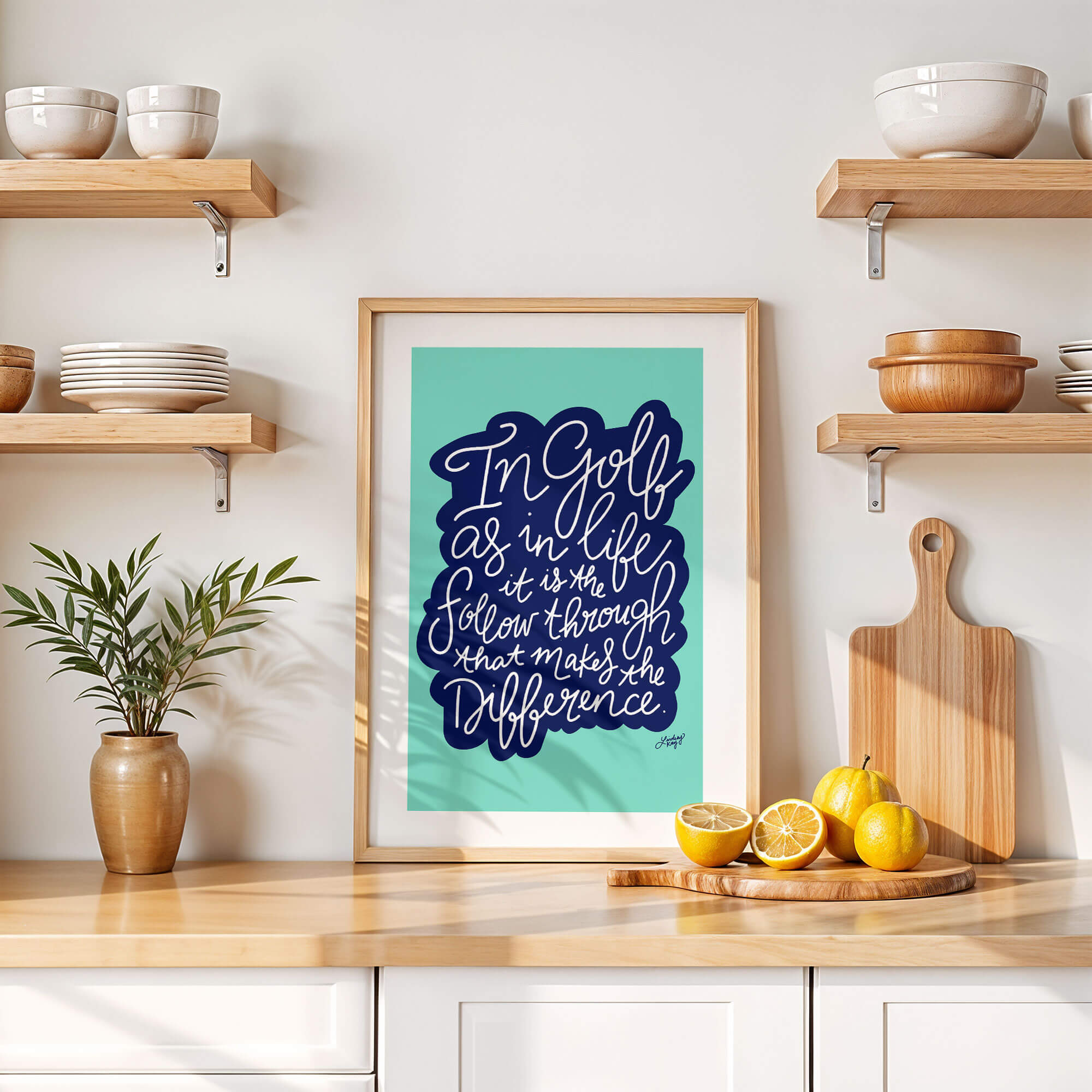 In Golf As in Life Quote - Hand Lettering Art Print - Lindsey Kay Collective