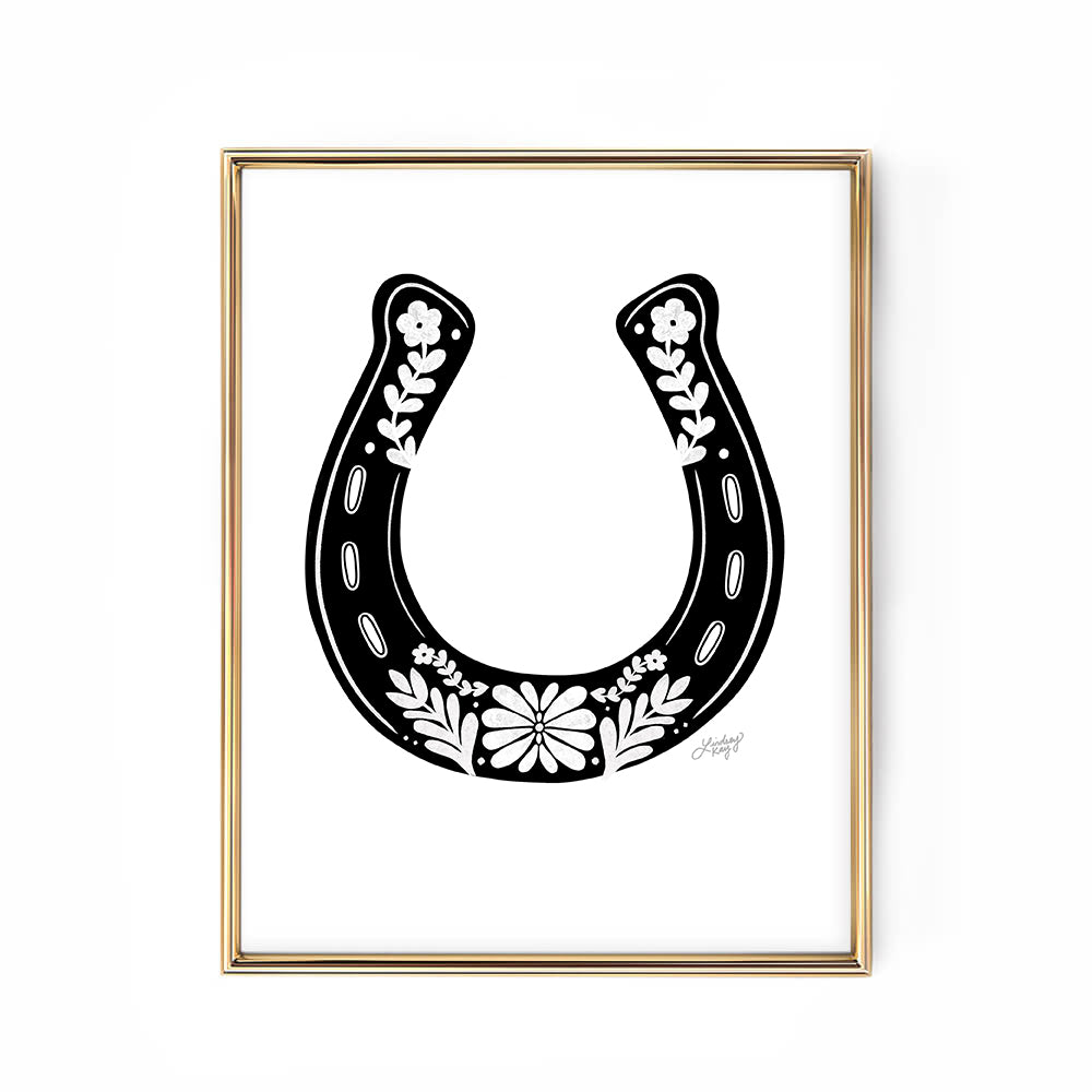 Horseshoe Floral Illustration - Art Print
