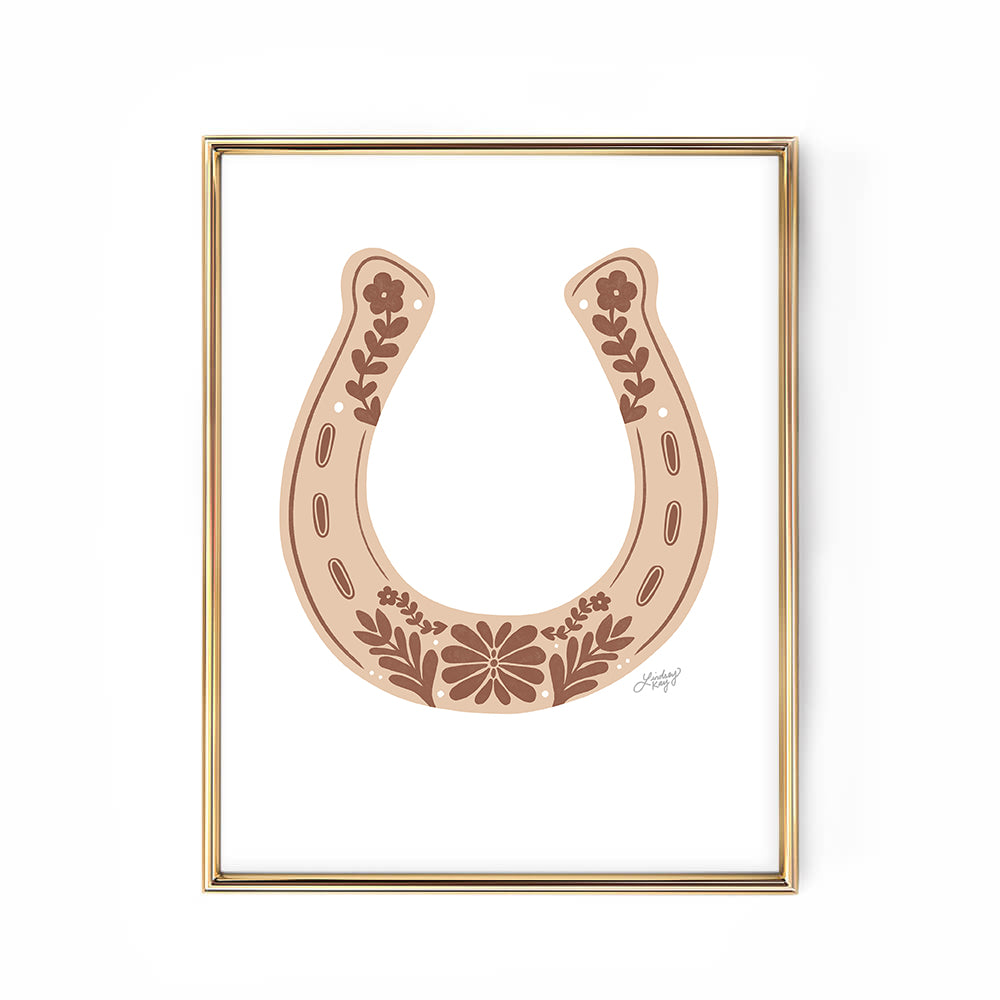 Horseshoe Floral Illustration - Art Print