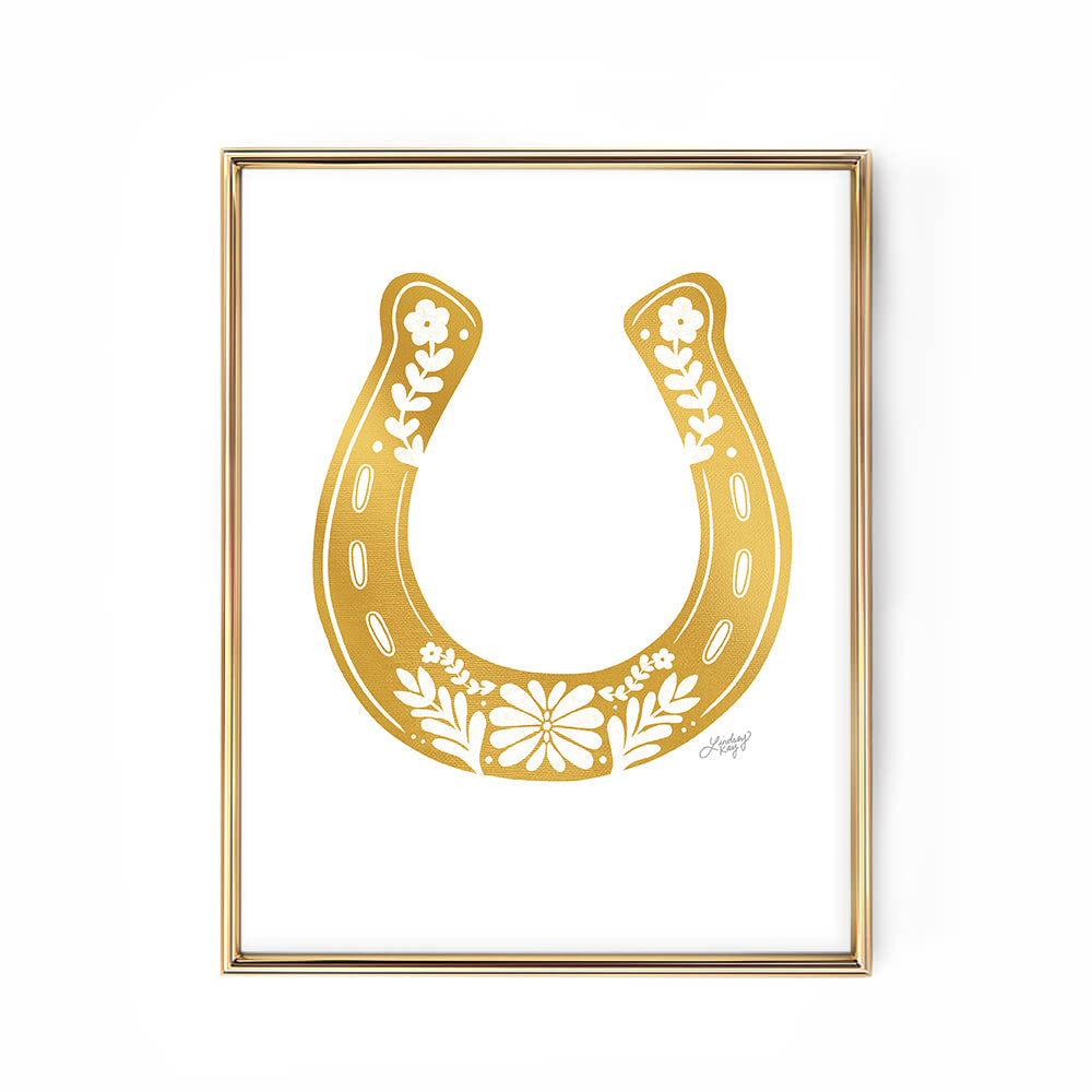 Ilustración floral de herradura - Impresión de arte