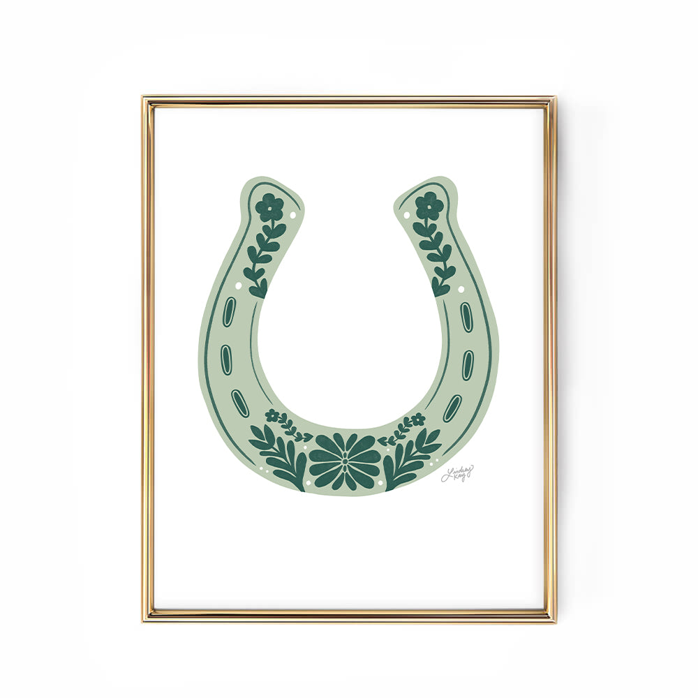 Horseshoe Floral Illustration - Art Print