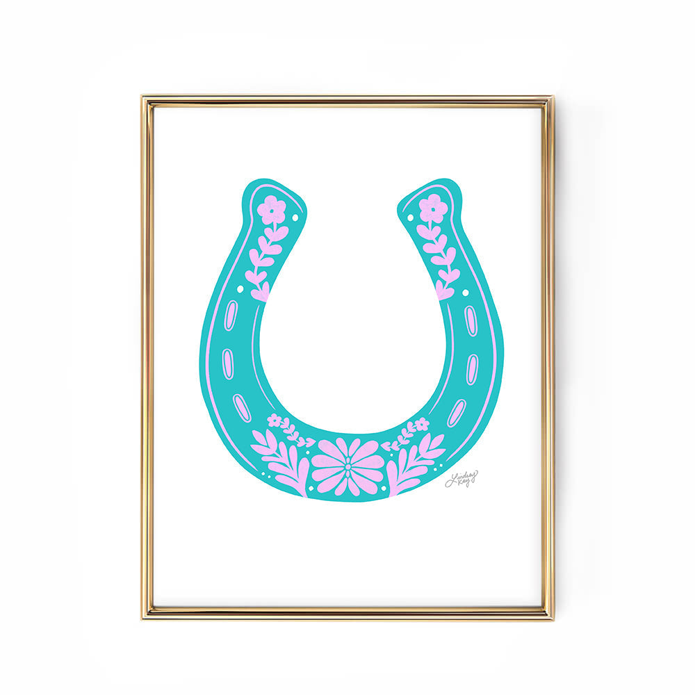 Horseshoe Floral Illustration - Art Print