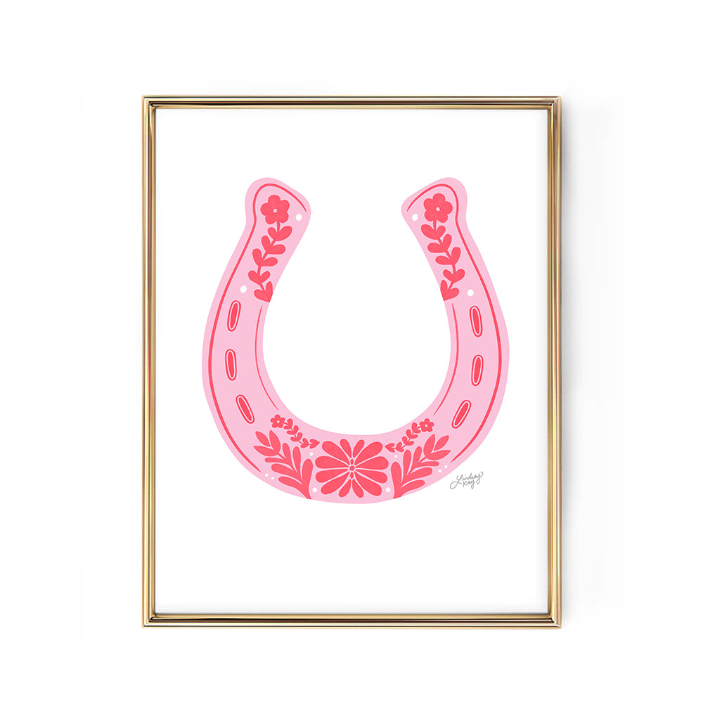 Horseshoe Floral Illustration - Art Print