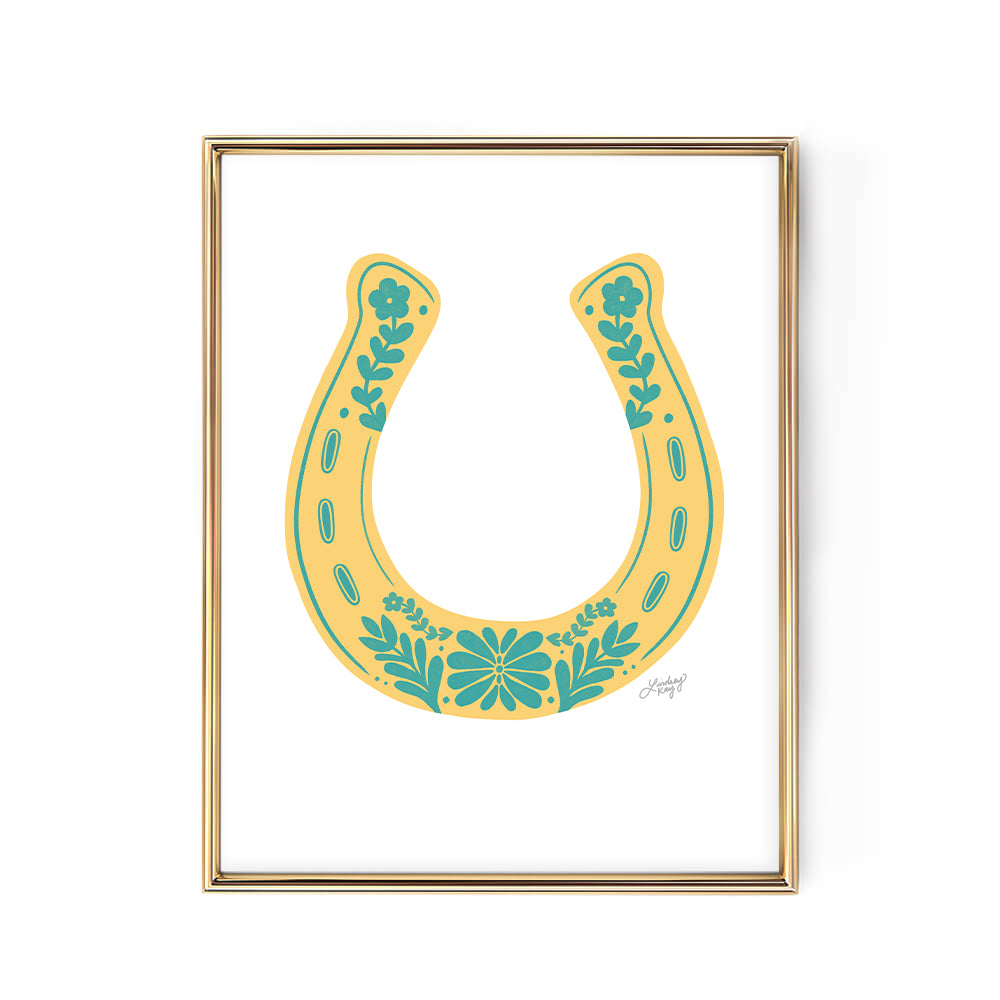 Horseshoe Floral Illustration - Art Print