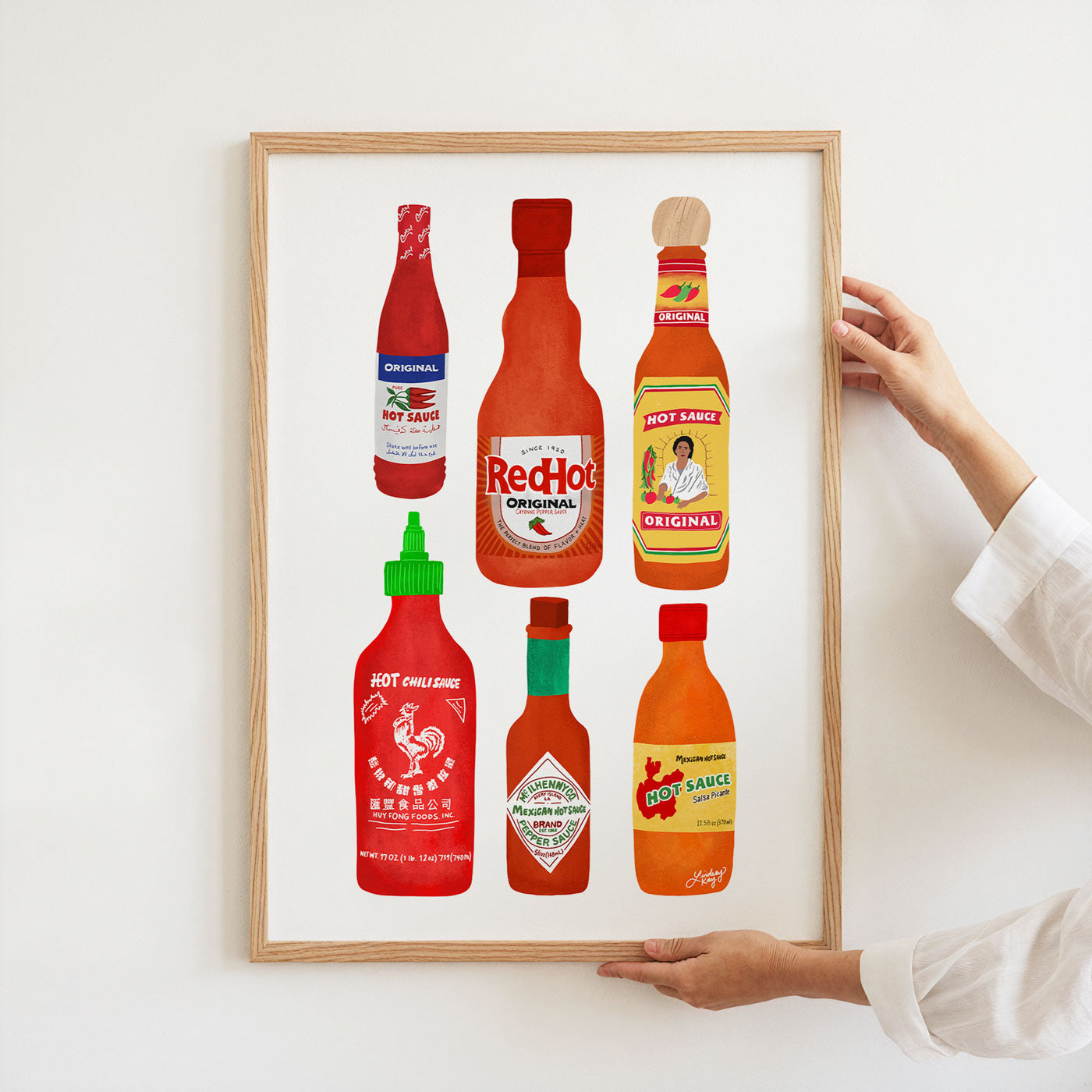 Hot Sauce Bottles Illustration - Art Print - Lindsey Kay Collective