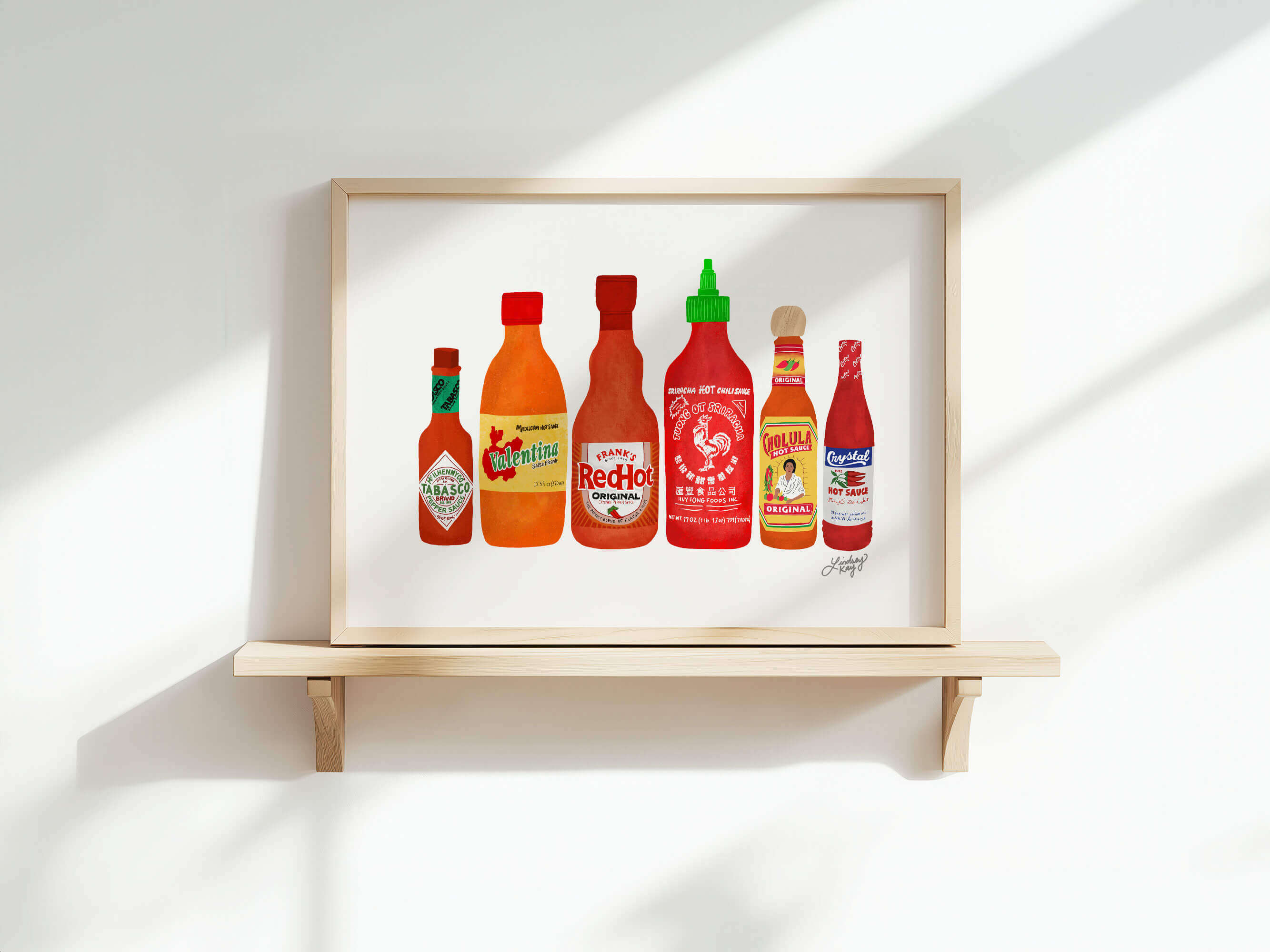 Hot Sauce Bottles Illustration - Art Print - Lindsey Kay Collective