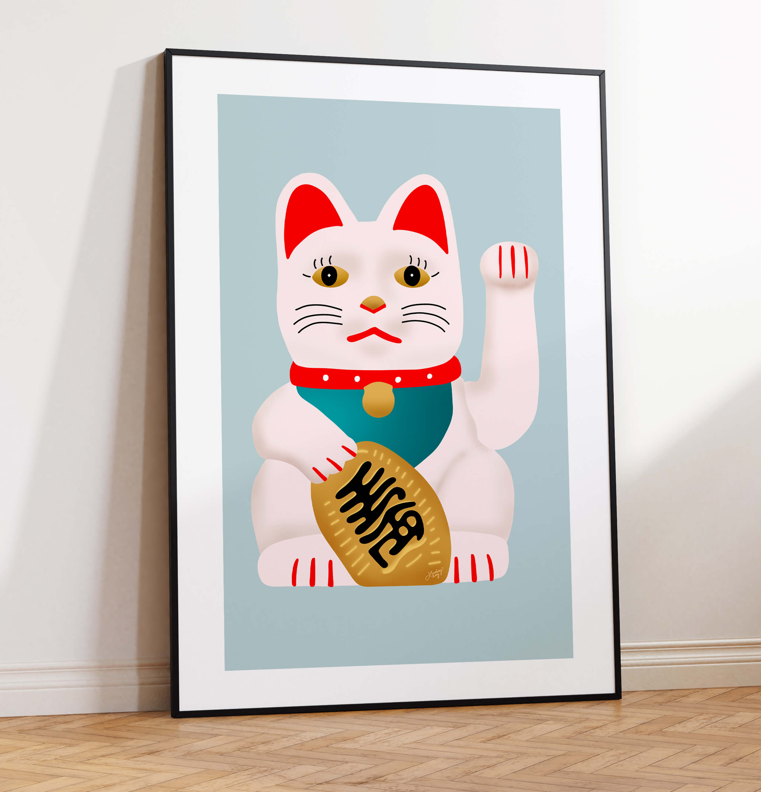 Lucky Cat Illustration - Art Print
