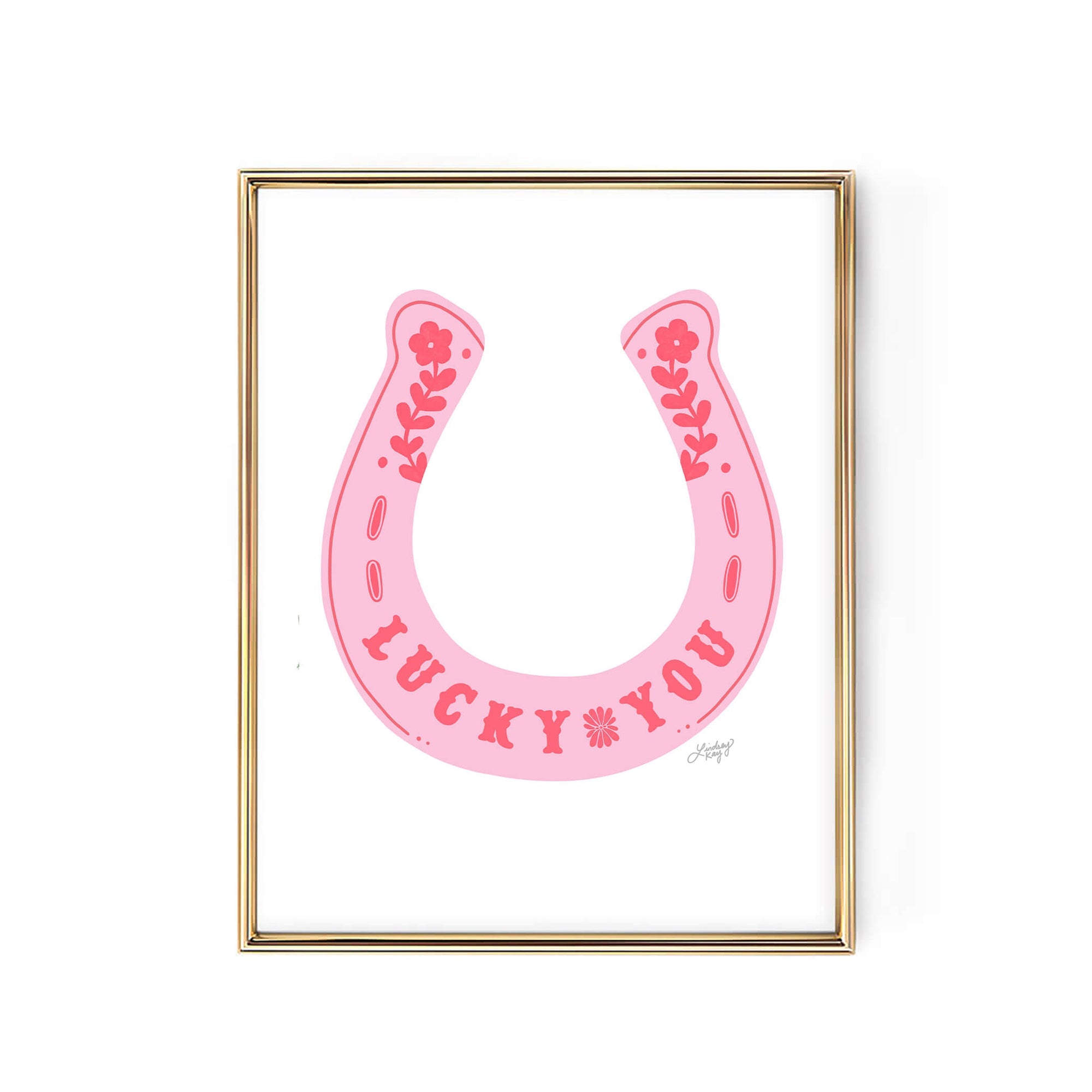 Lucky You Horseshoe Illustration - Art Print