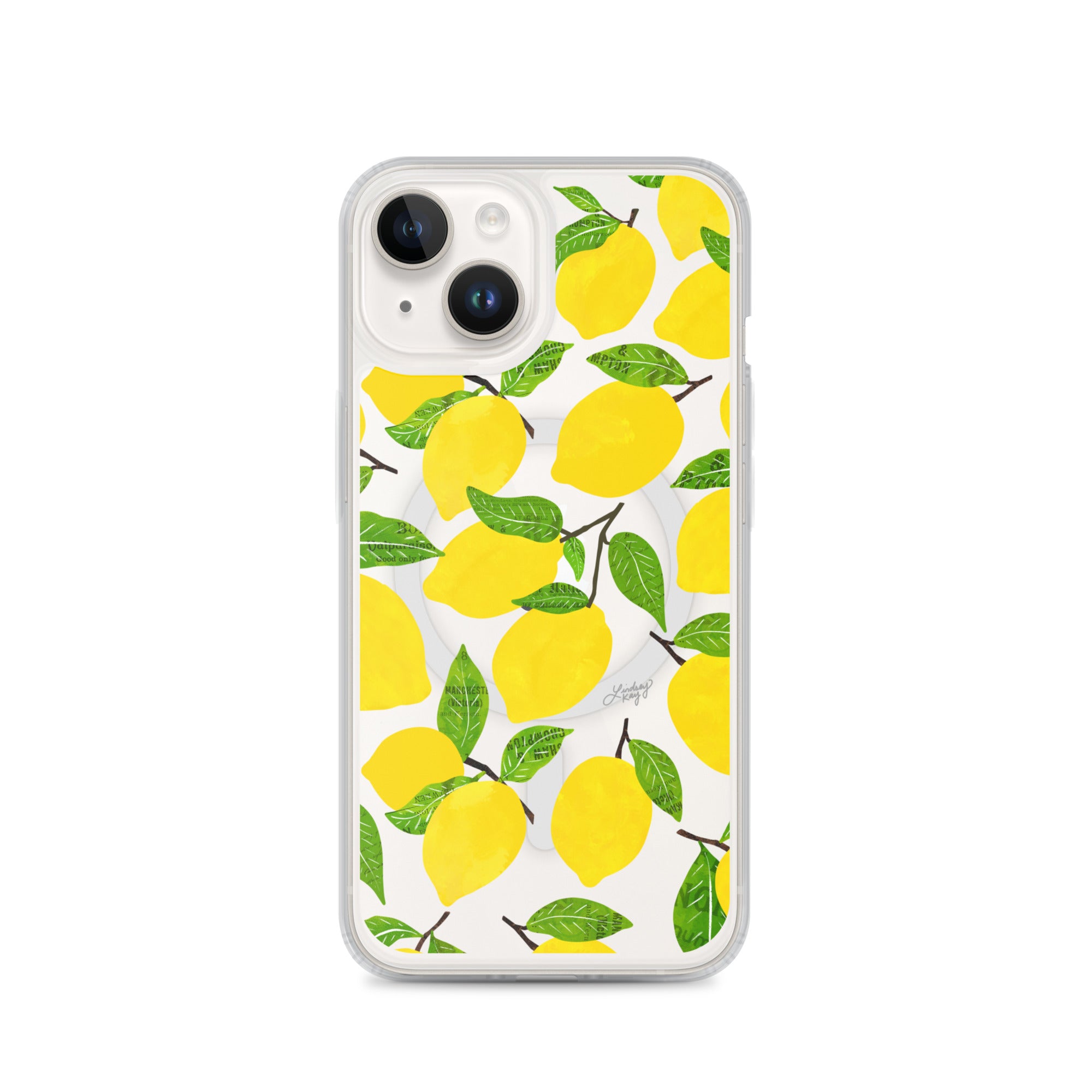 lemons patterned iphone magsafe case cover protective mobile accessories durable cute trendy retro girly preppy  fruit summer lindsey kay collective