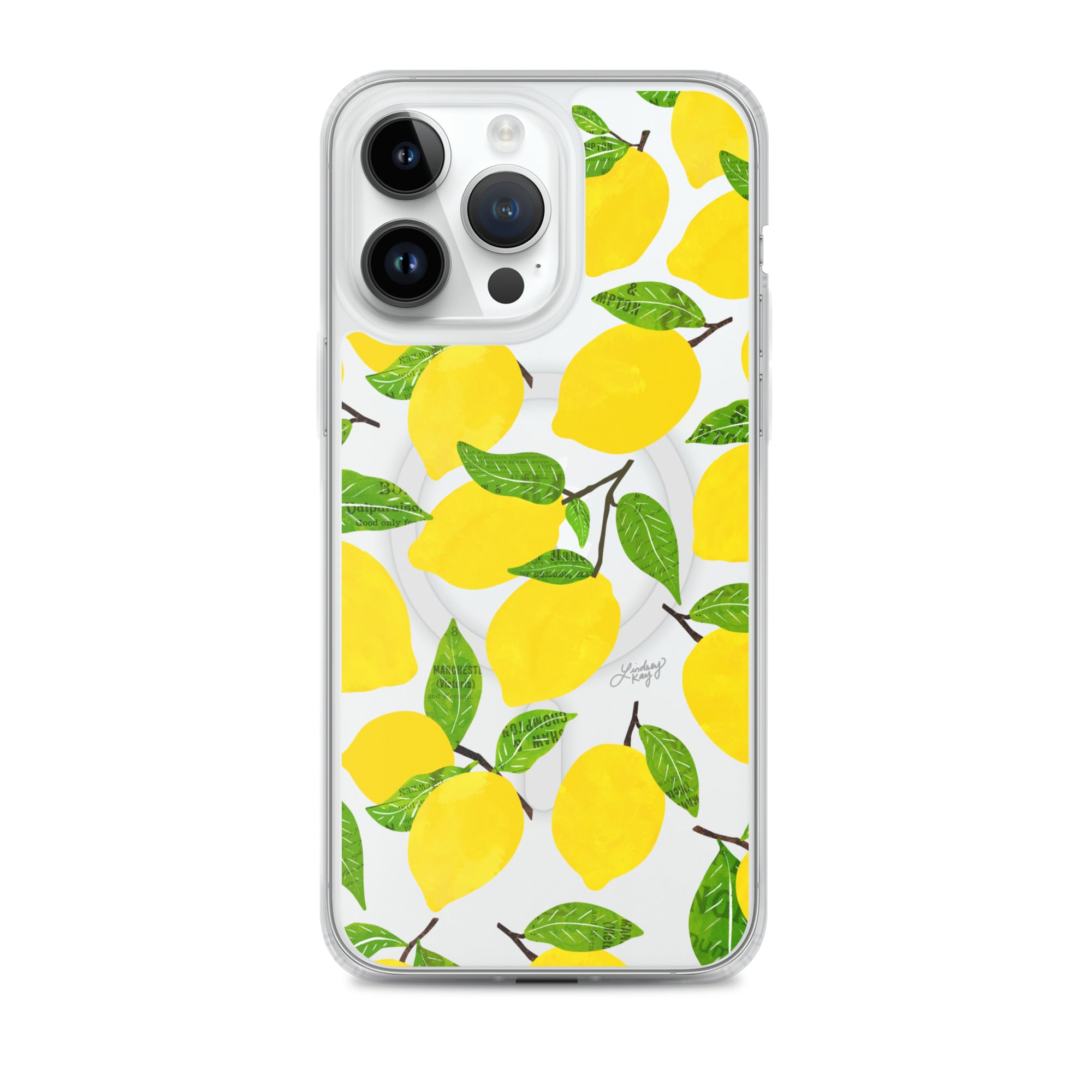 lemons patterned iphone magsafe case cover protective mobile accessories durable cute trendy retro girly preppy  fruit summer lindsey kay collective