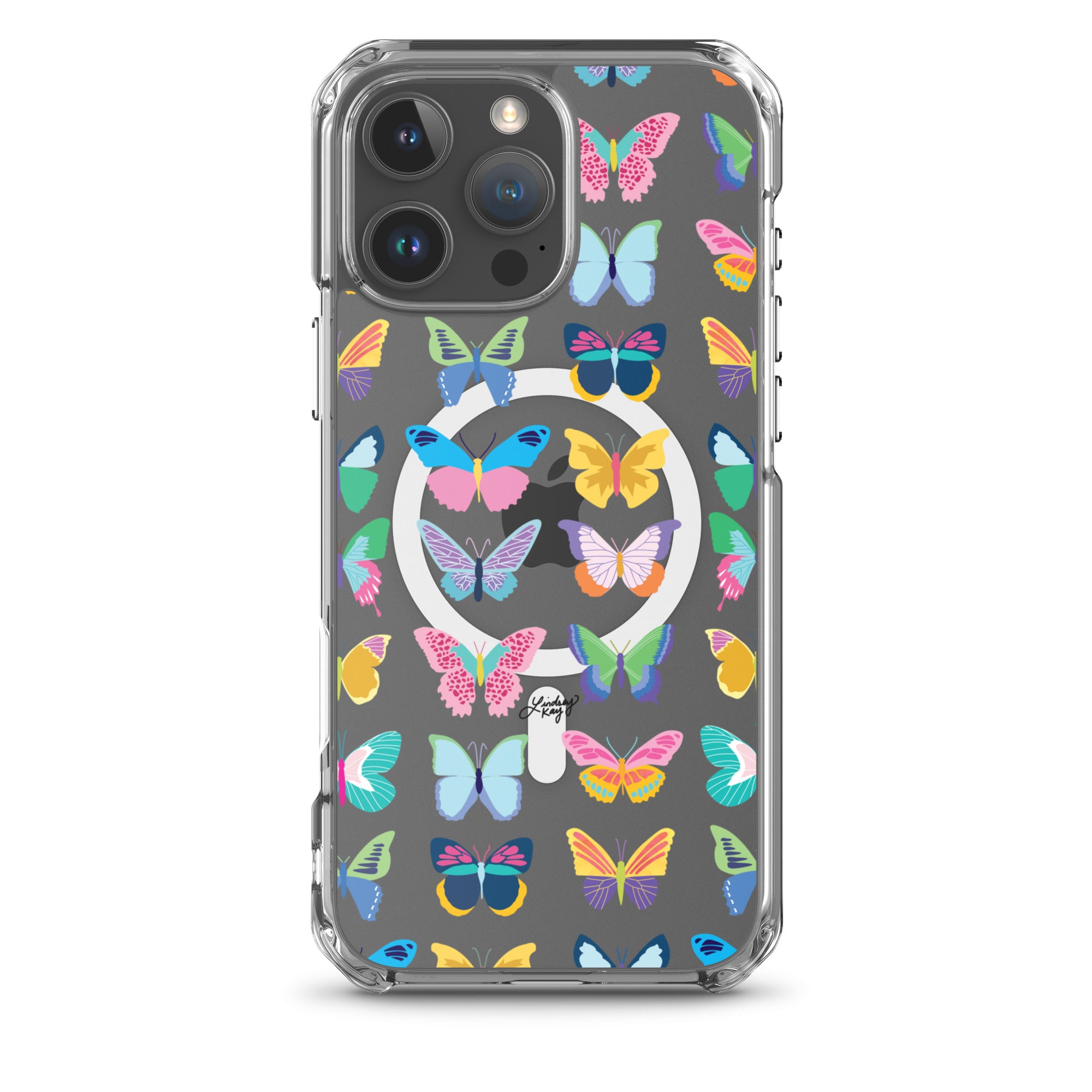 colorful butterflies magsafe iphone case clear cute girly