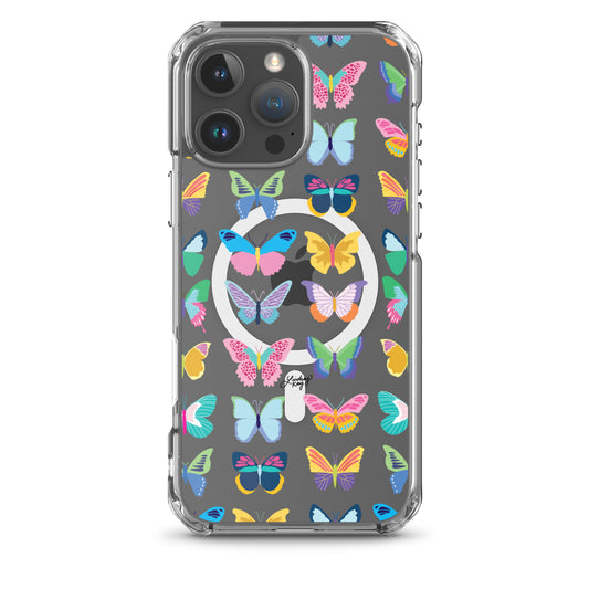 colorful butterflies magsafe iphone case clear cute girly